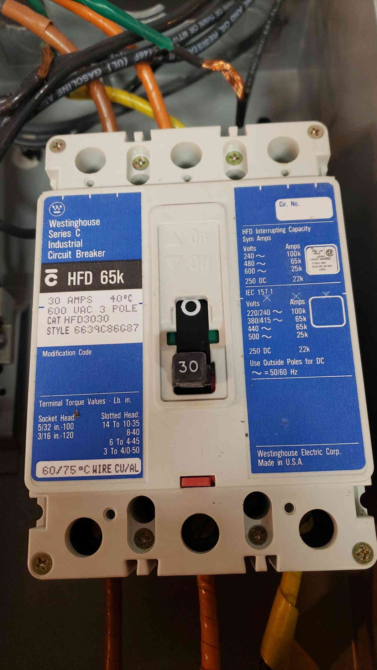 HFD3030 30A Breaker Disconnect Enclosed SFDN100 (SKU: 4438AA)(4438AA)