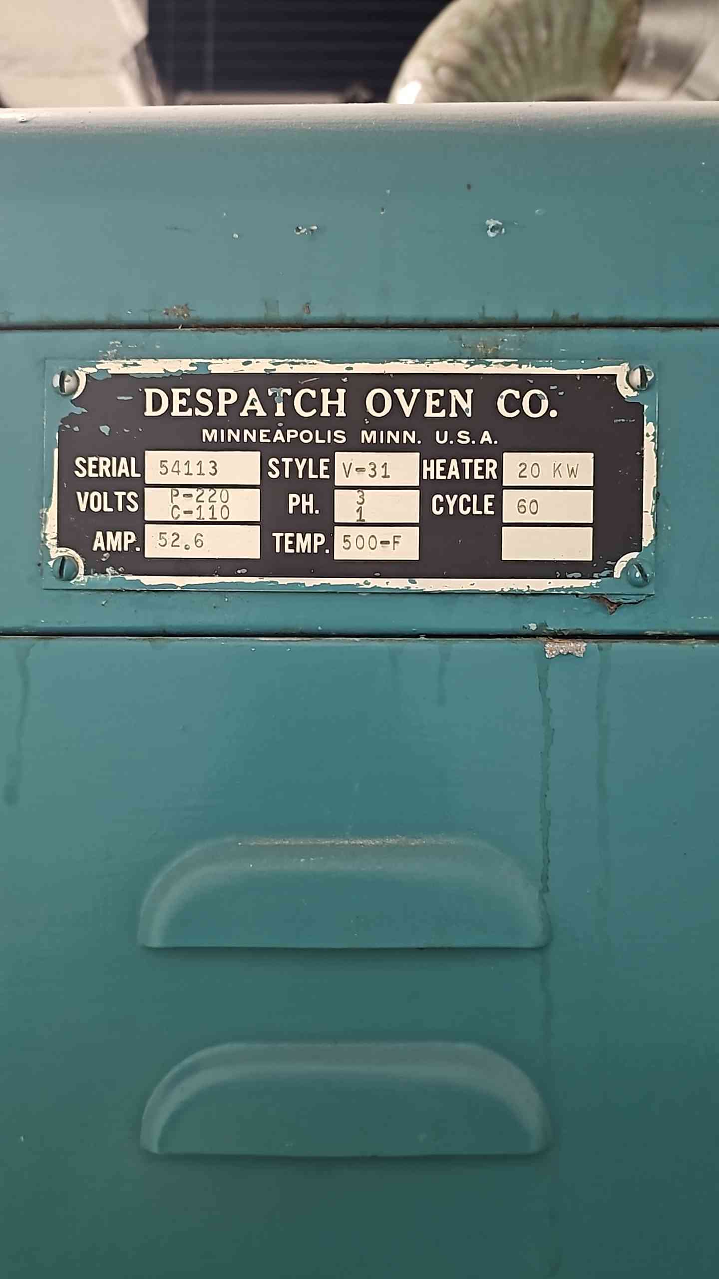 Despatch V-31 20KW 500° F Industrial Oven 220/110V (SKU: 13445AA)(13445AA)