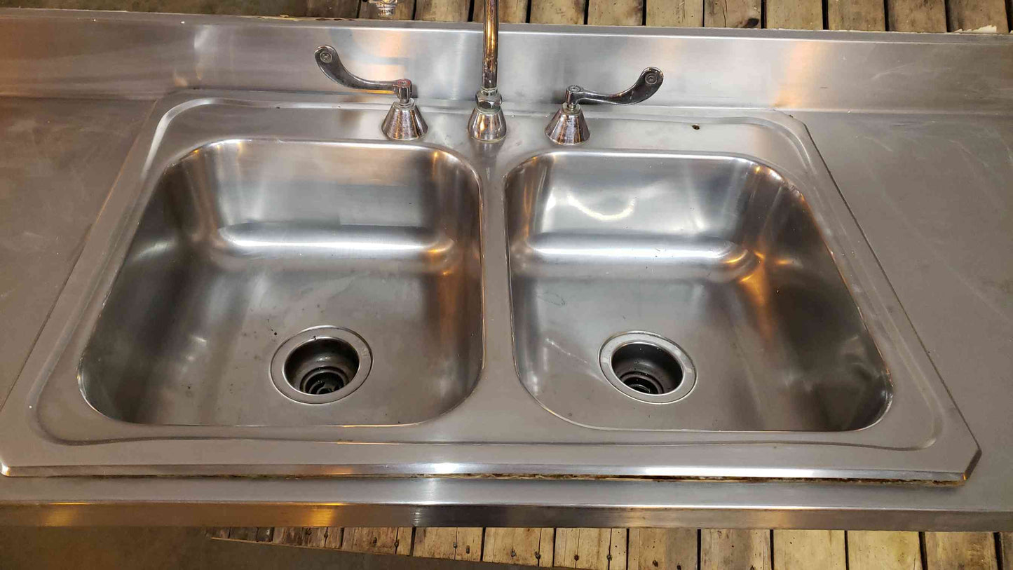 Stainless Steel 10'7" Dual Basin Sink Counter Top (SKU: 2969AA)(2969AA)