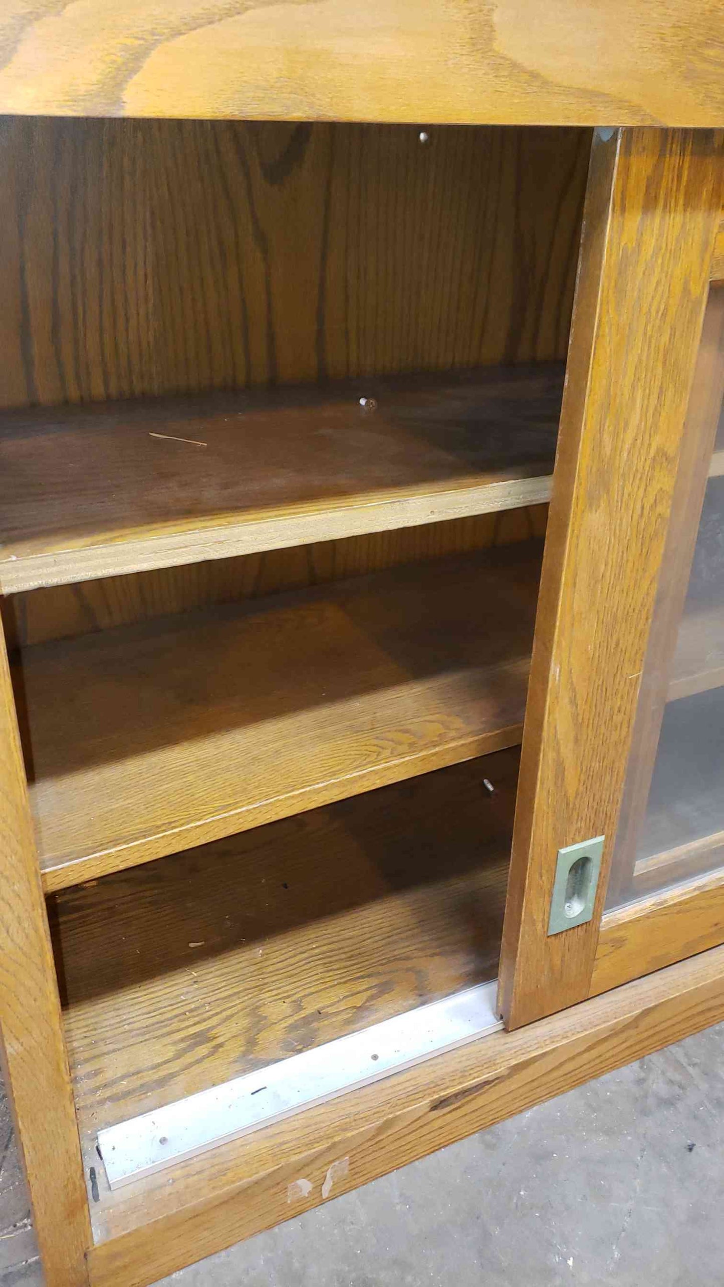 3' Kewaunee Wood / Glass Door Sliding Overhead Casework (SKU: 3977AA)(3977AA)