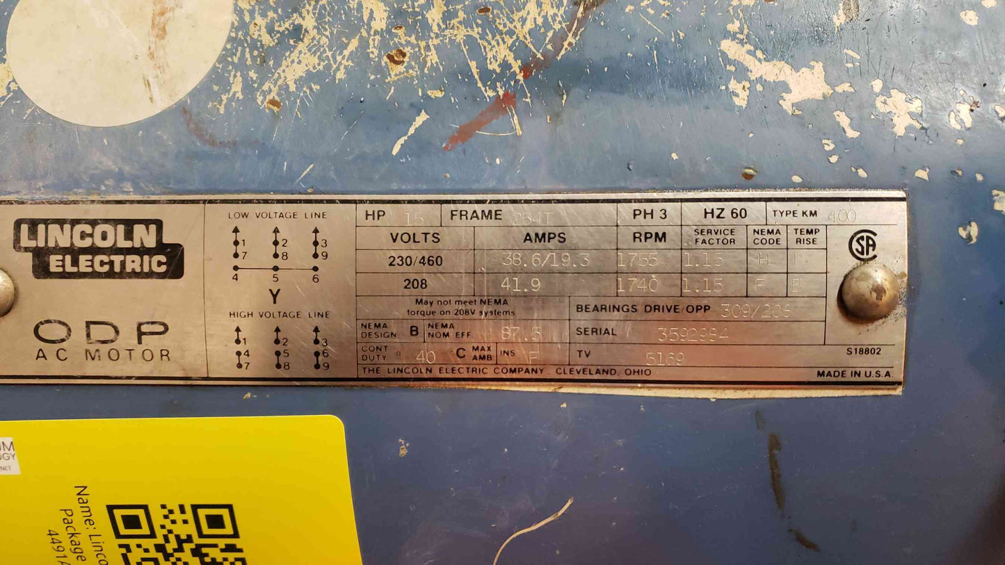 15HP Lincoln Pump & Motor Package 494GPM 230/460v(SKU: 4491AA)(4491AA)