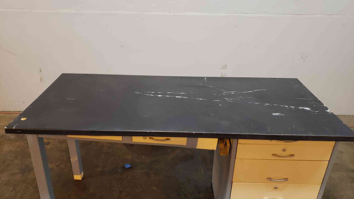 6' Blue and Gray Table W/ 5 Drawer Kewaunee Casework (1369AA)(1369AA)