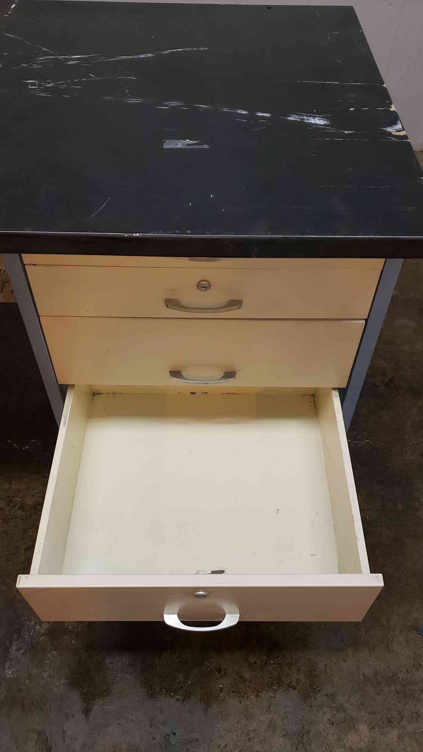 6' Blue and Gray Table W/ 5 Drawer Kewaunee Casework (1369AA)(1369AA)