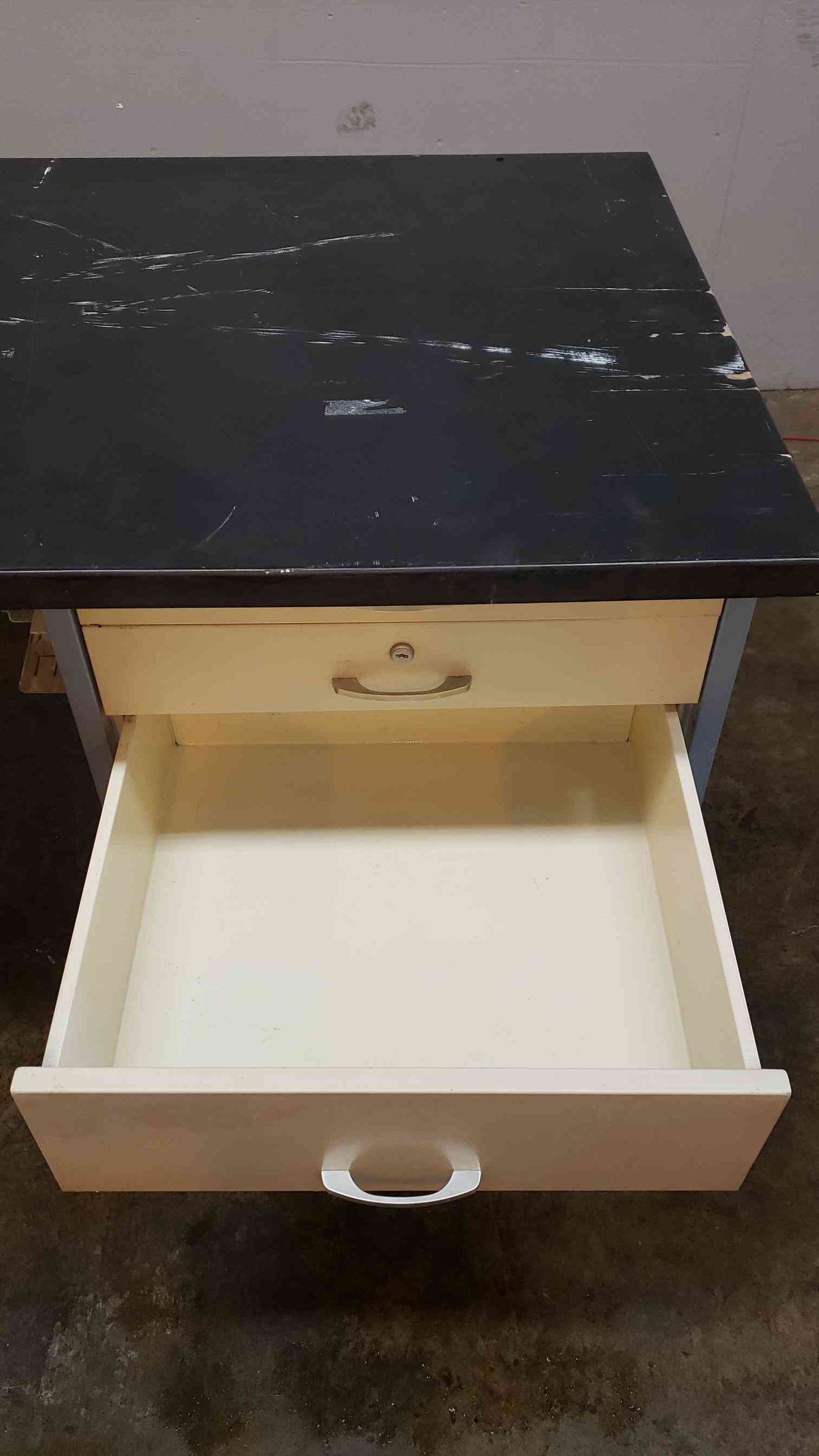 6' Blue and Gray Table W/ 5 Drawer Kewaunee Casework (1369AA)(1369AA)
