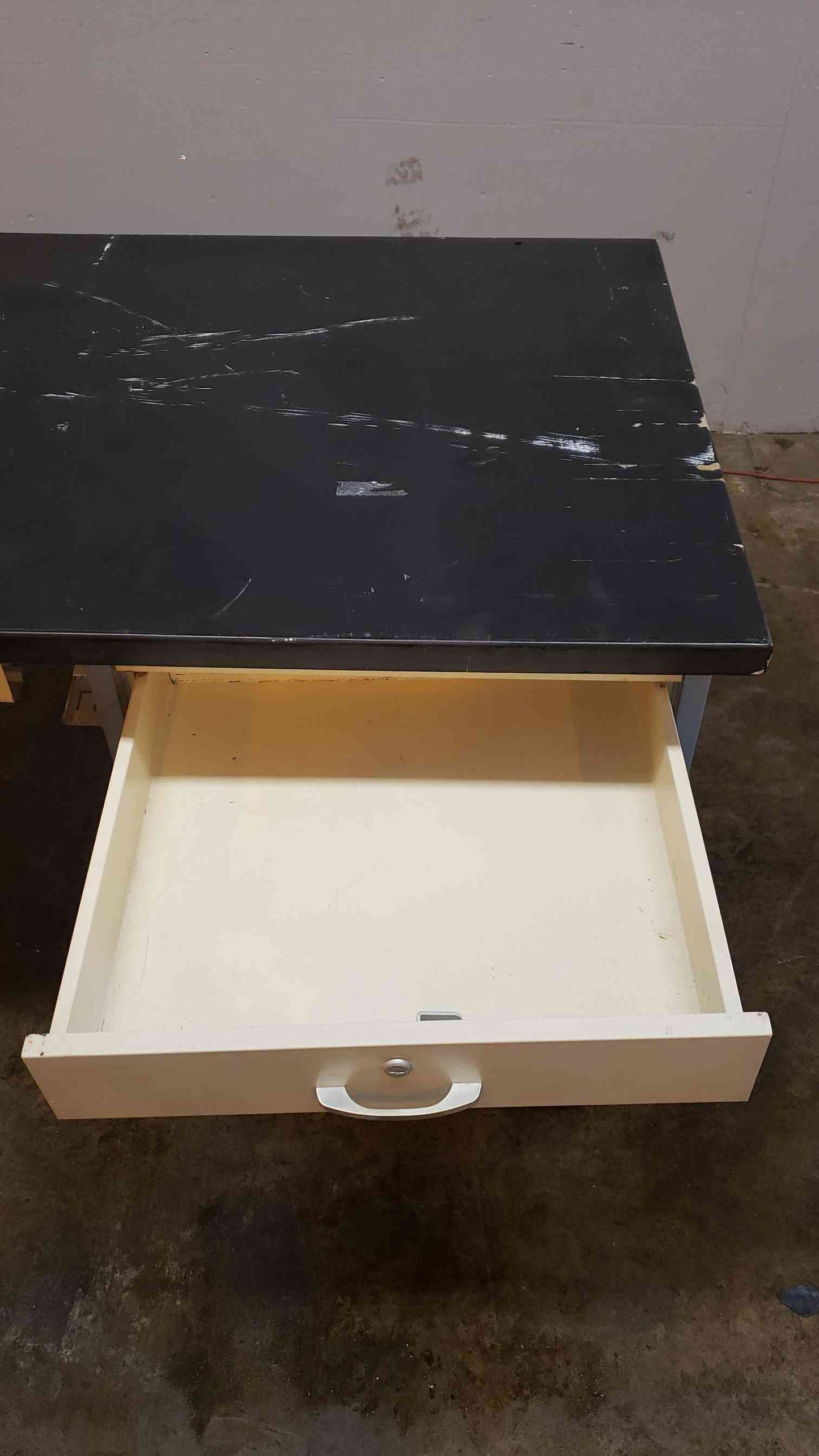 6' Blue and Gray Table W/ 5 Drawer Kewaunee Casework (1369AA)(1369AA)