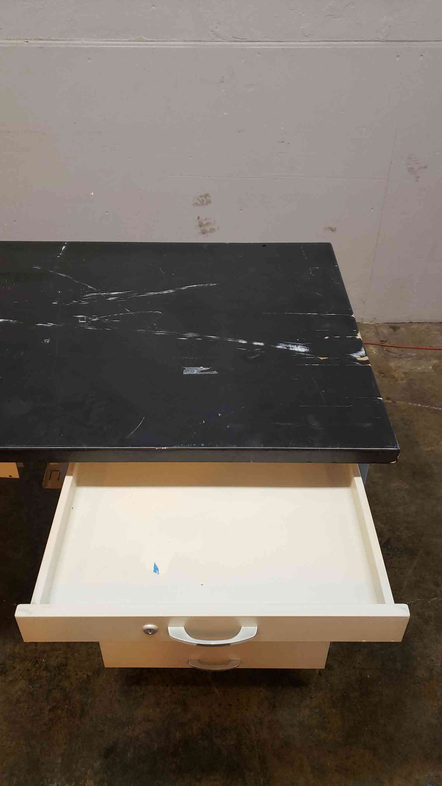 6' Blue and Gray Table W/ 5 Drawer Kewaunee Casework (1369AA)(1369AA)