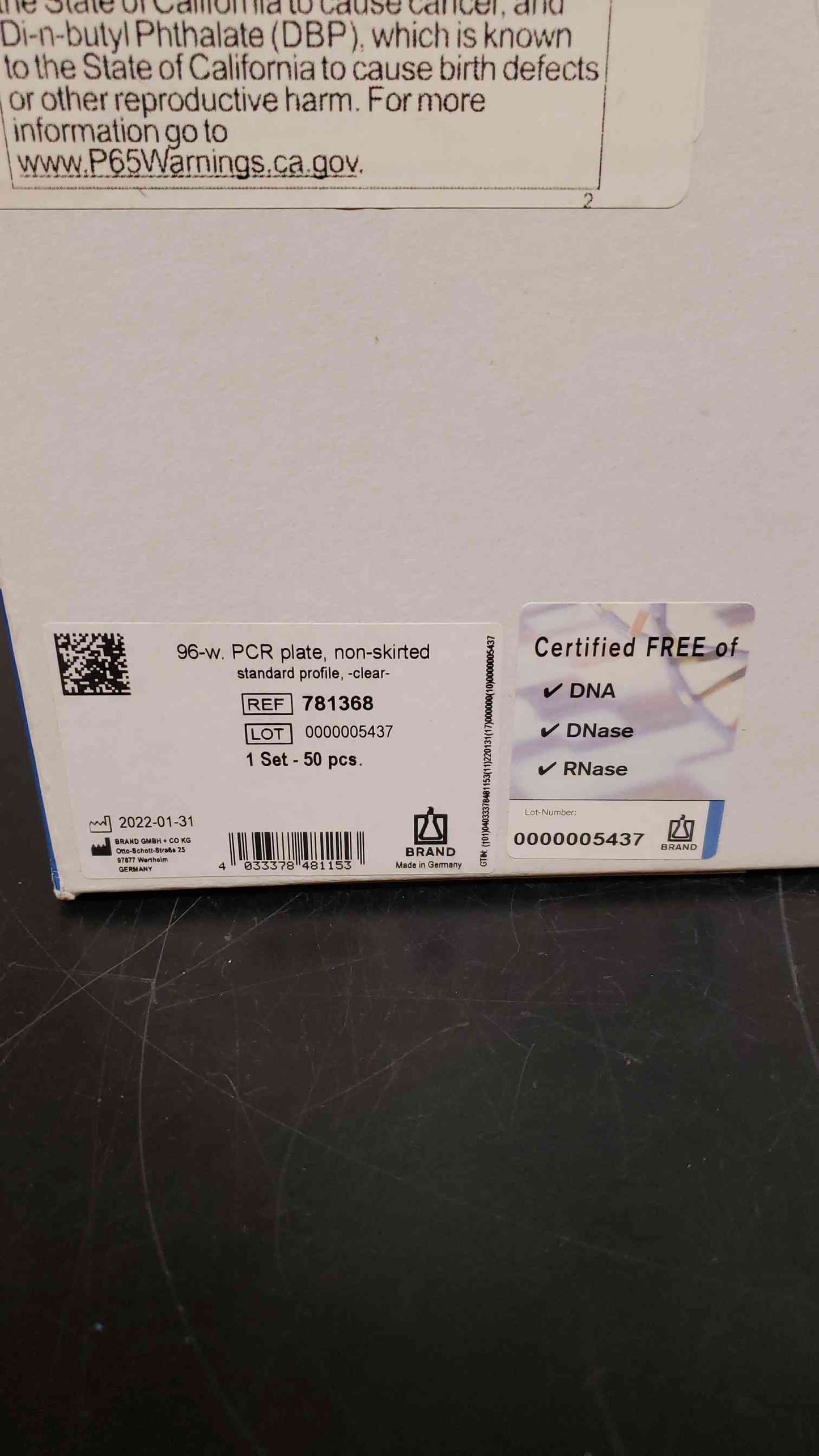 Life Science PCR Plate Non-Skirted Clear Standard Profile 781368 50 Pack