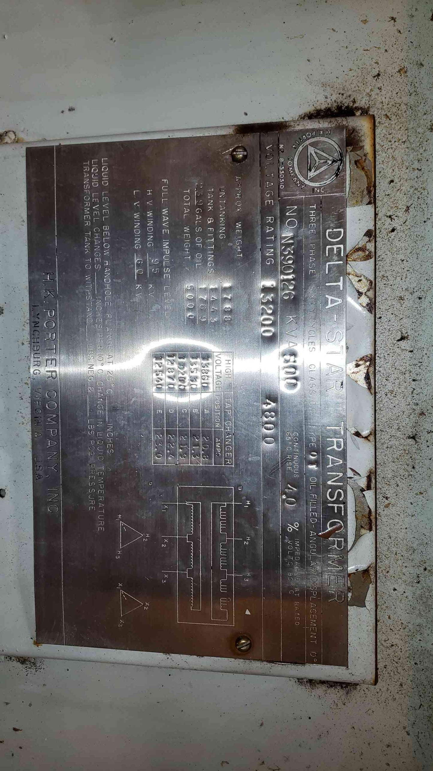 DELTA STAR 500 KVA Transformer 13200v x 4800v(100009)
