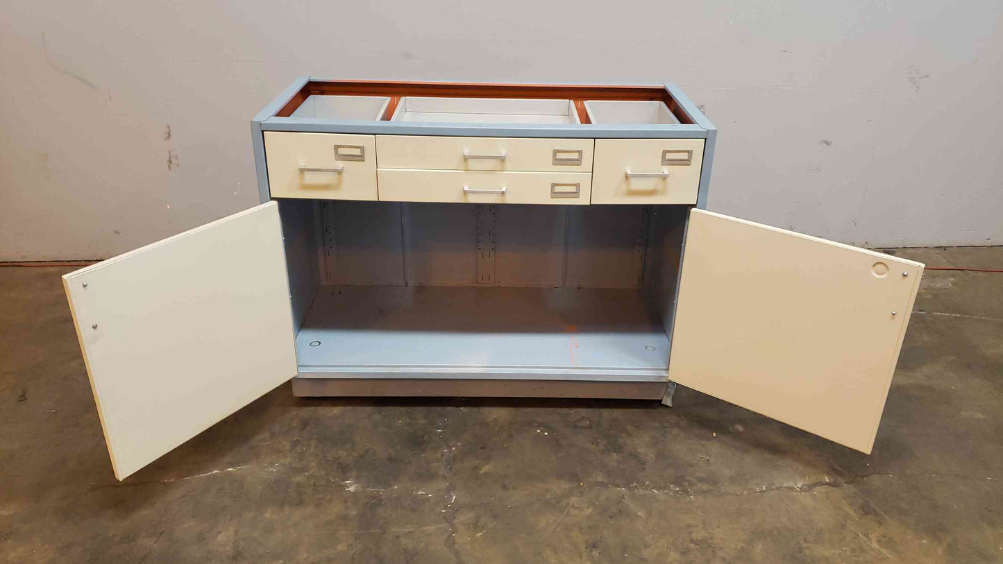 4' Blue and White Hamilton Casework W/ 4 Drawers 2 Doors (1364AA)(1364AA)