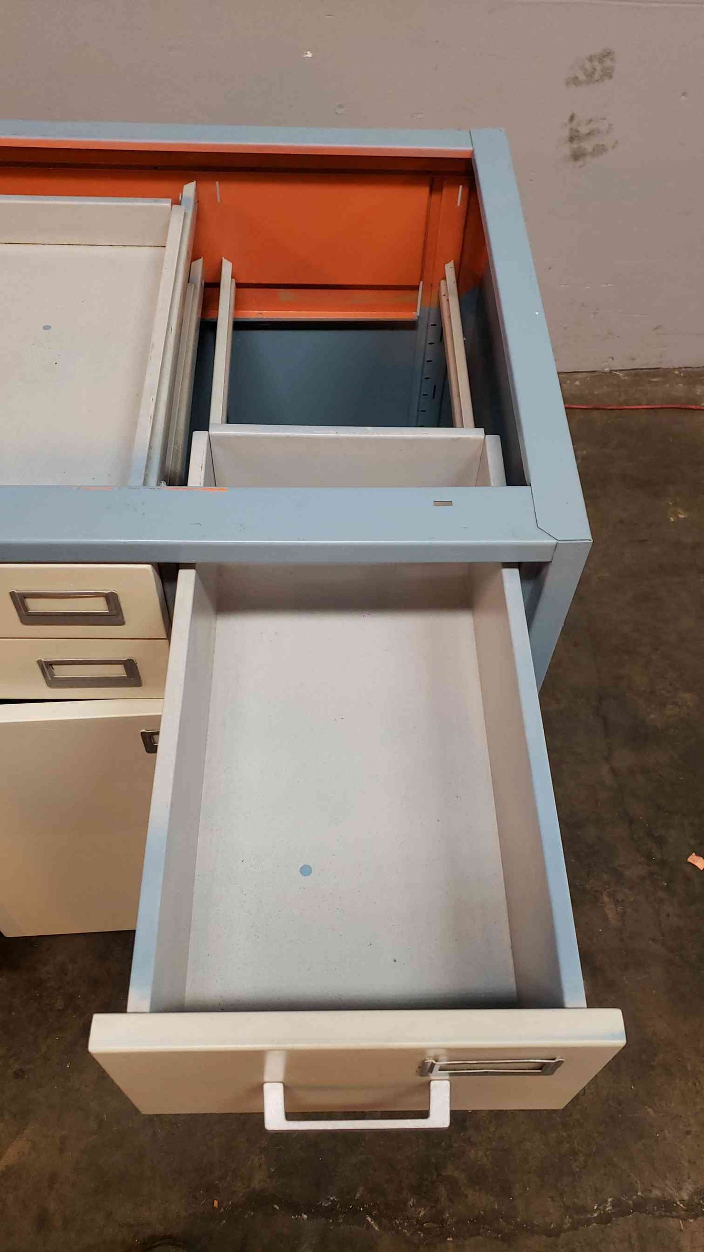 4' Blue and White Hamilton Casework W/ 4 Drawers 2 Doors (1364AA)(1364AA)