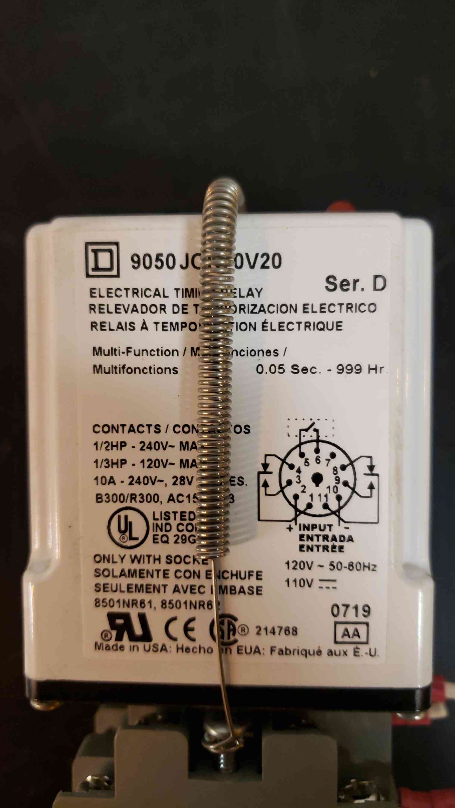 Lot of 2 Square D Electrical Time Delay 9050JCK70V20 (SKU: 1448AA)(1448AA)