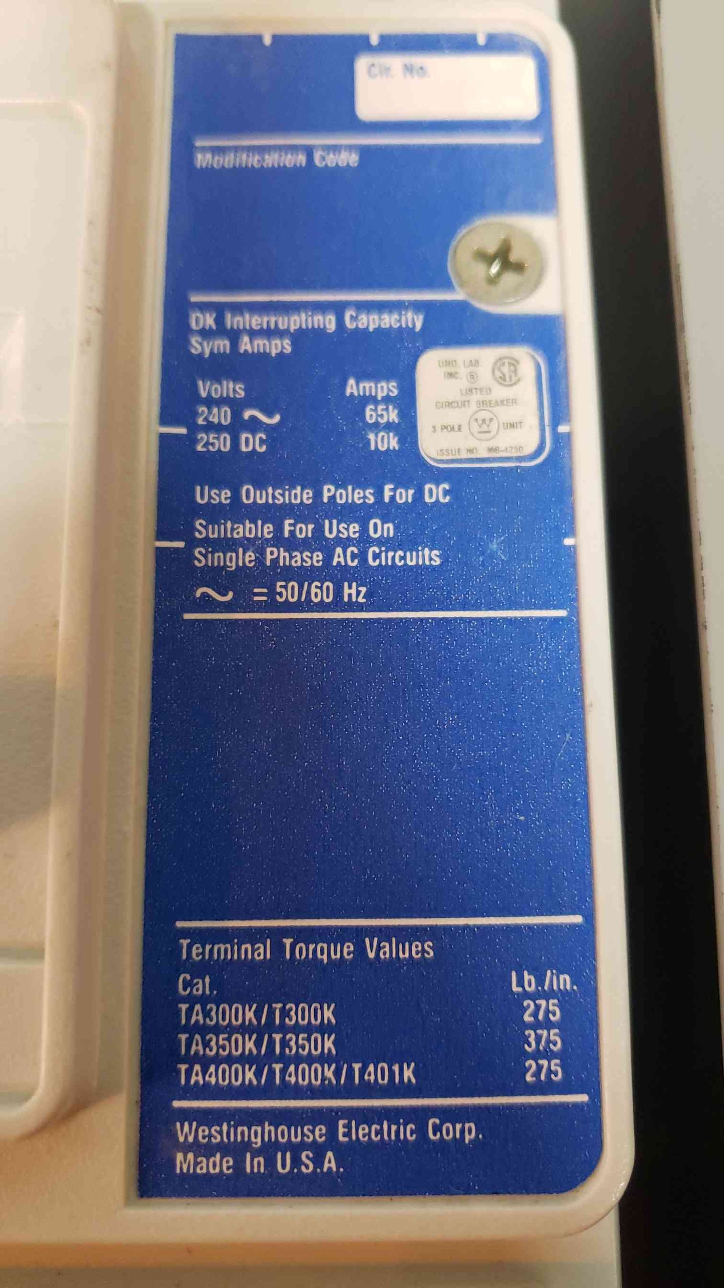 400A Breaker Disconnect CAT DK3400 in Enclosure (SKU: 13303)(S6LLST13303)