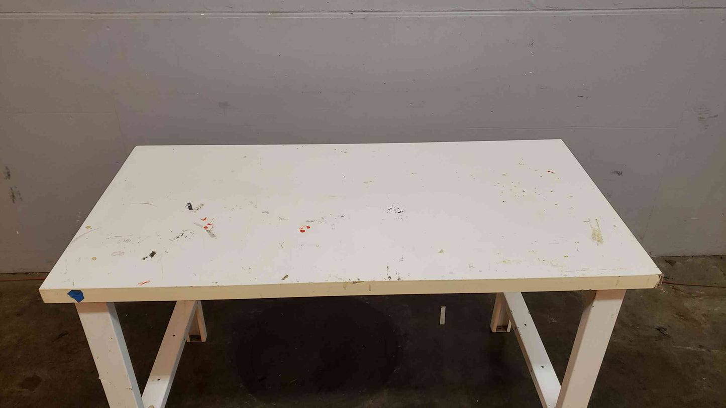 5' White Lab Table Wood Top & Metal Frame(1370AA)