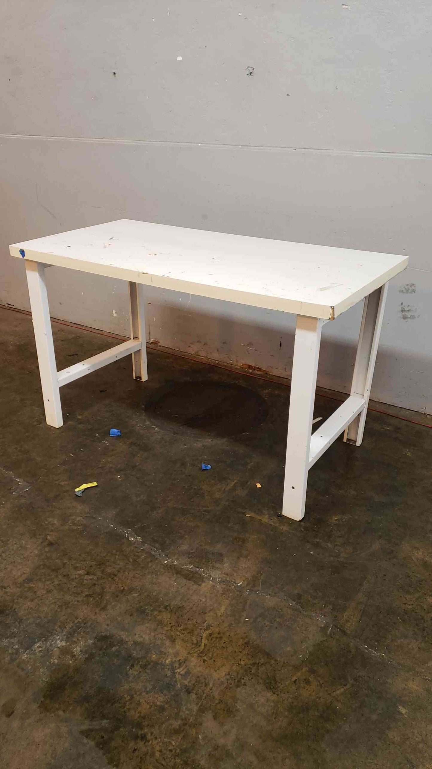 5' White Lab Table Wood Top & Metal Frame(1370AA)
