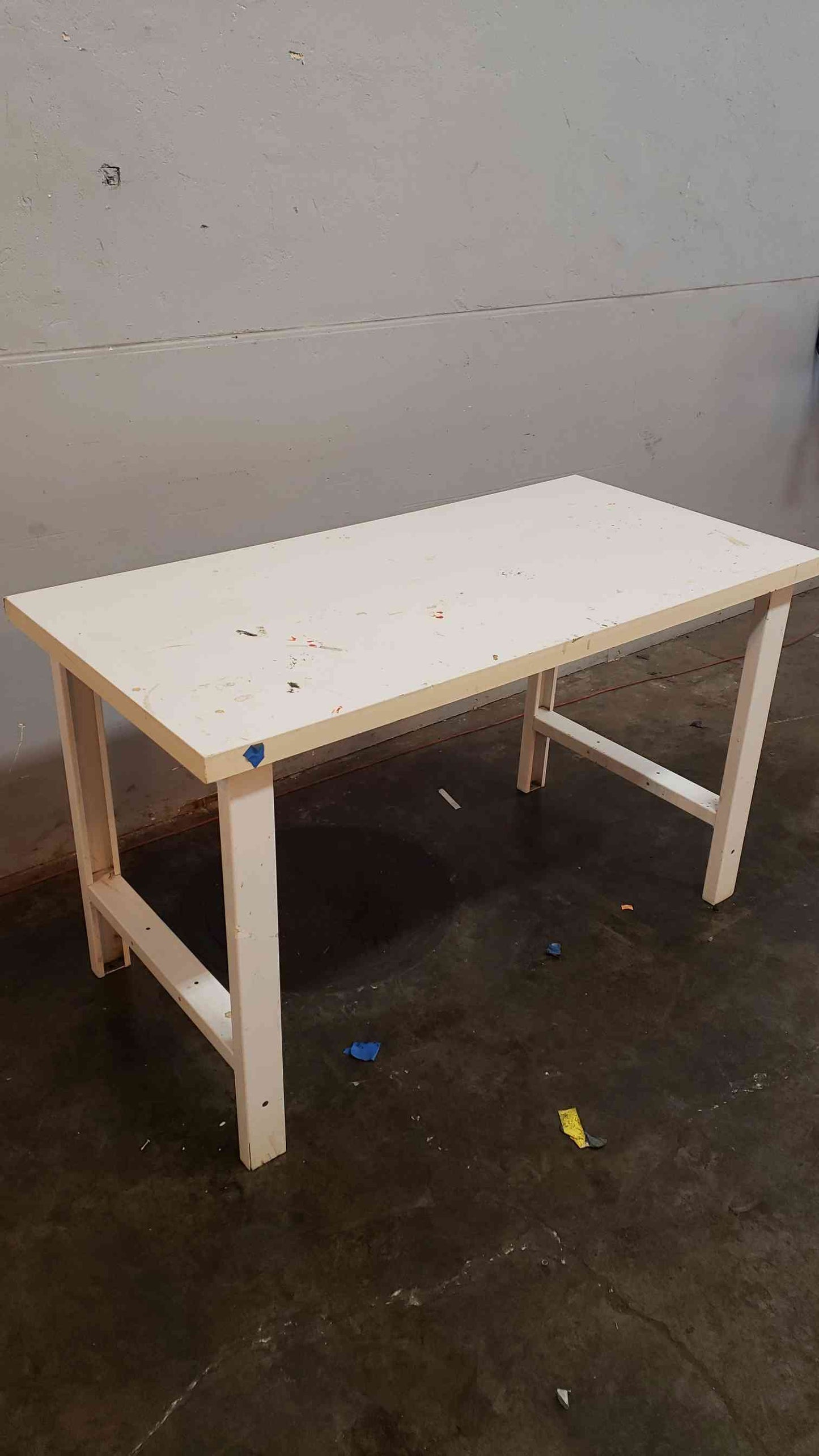 5' White Lab Table Wood Top & Metal Frame(1370AA)