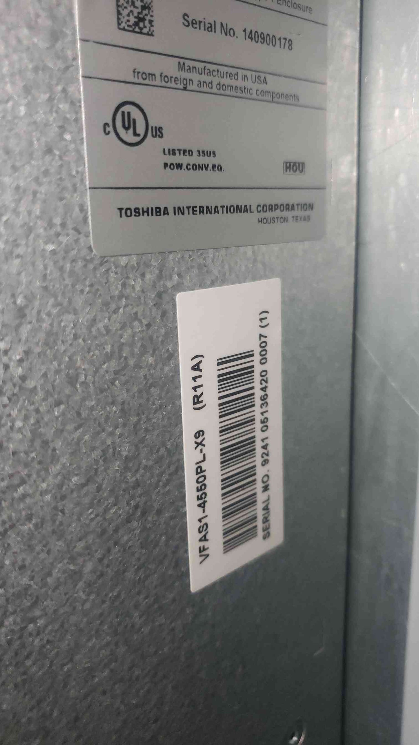 NEW 100HP TOSHIBA VT130Q9U410K & VFAS14550PLX9 Adjustable Speed Drive in Enclosure(100392)