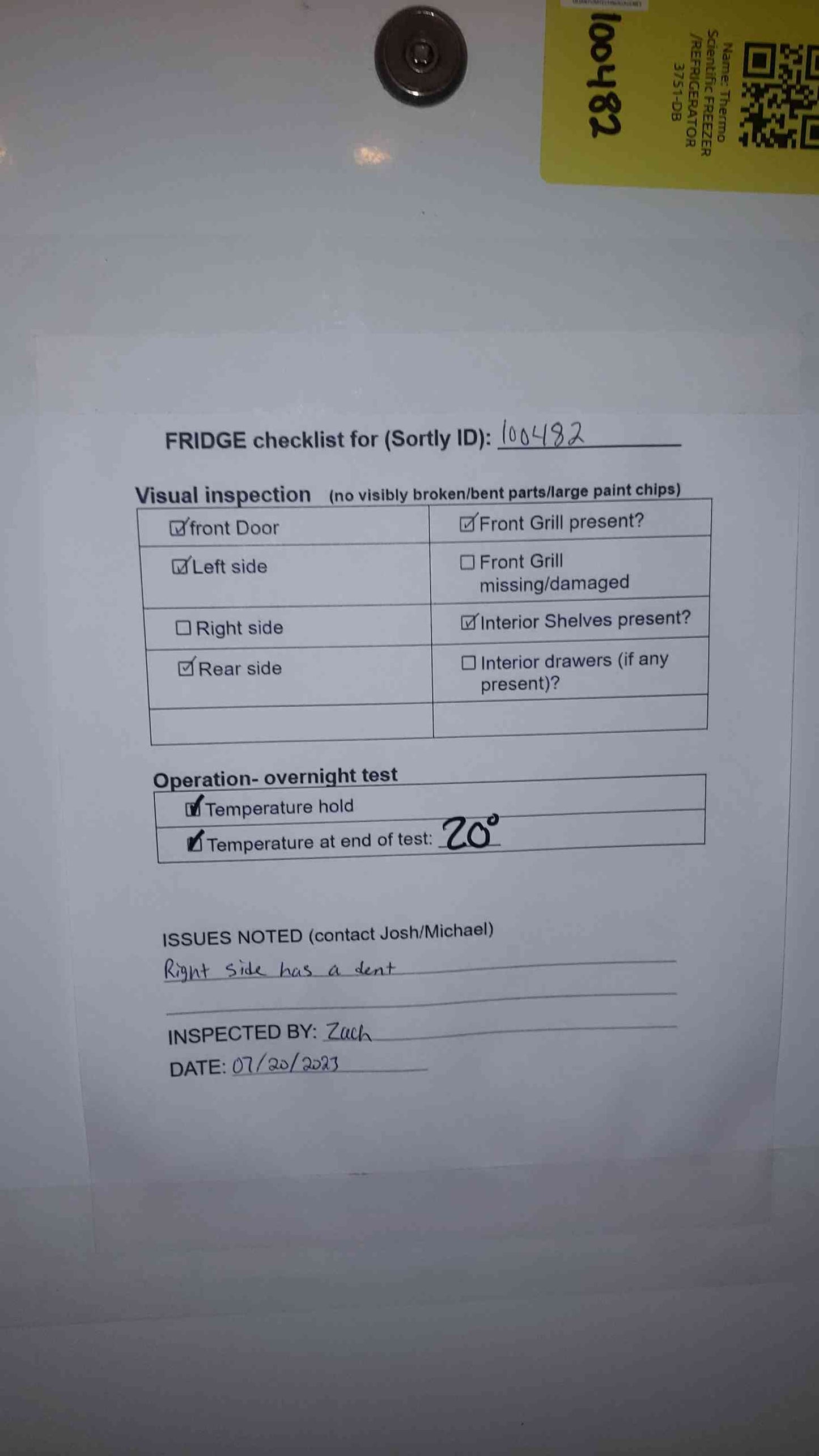 Thermo Scientific Lab Refrigerator 3751-DB TESTED(100482)