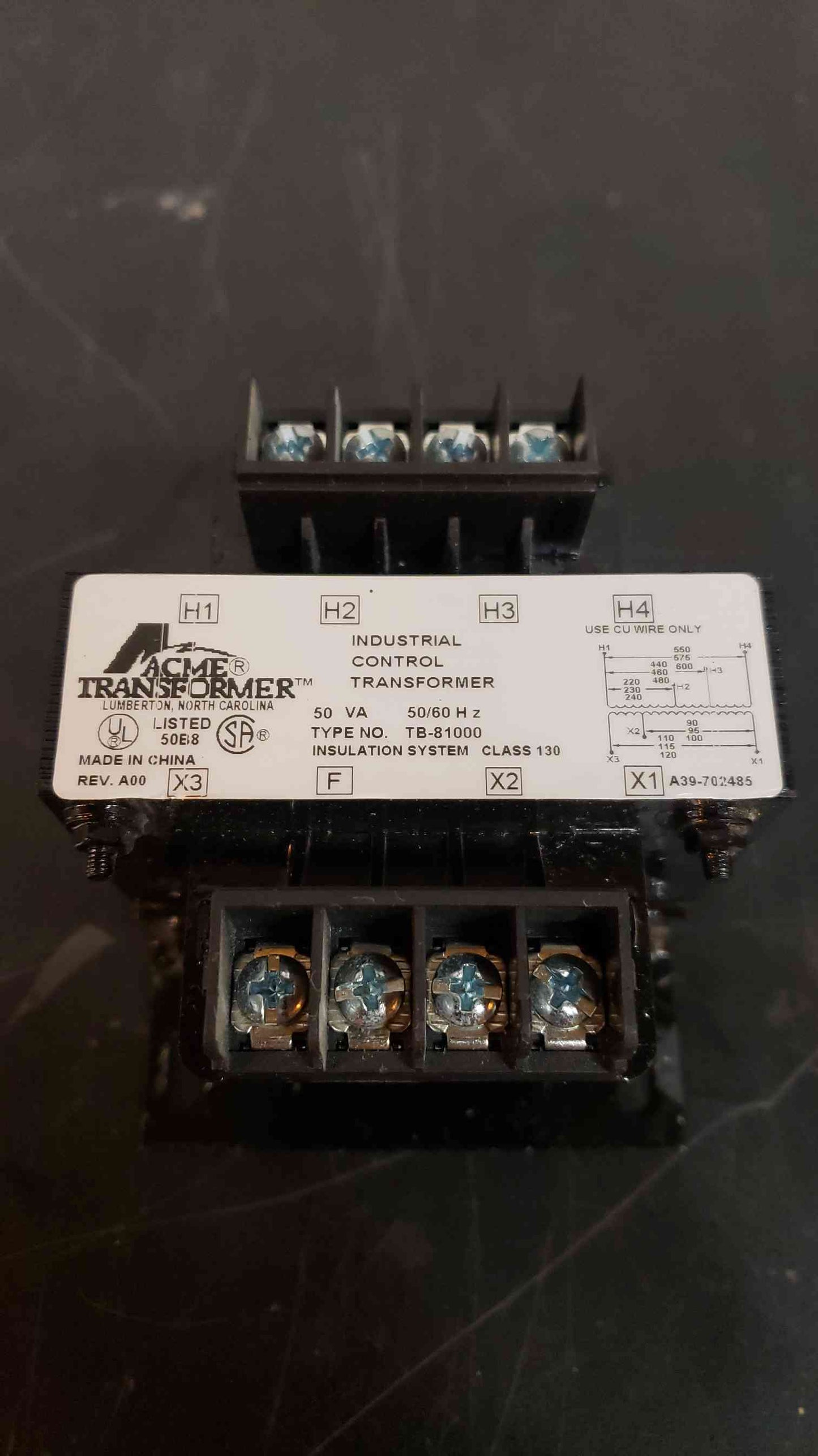 ACME ELECTRIC INDUSTRIAL CONTROL TRANSFORMER TB81000(1449AA)