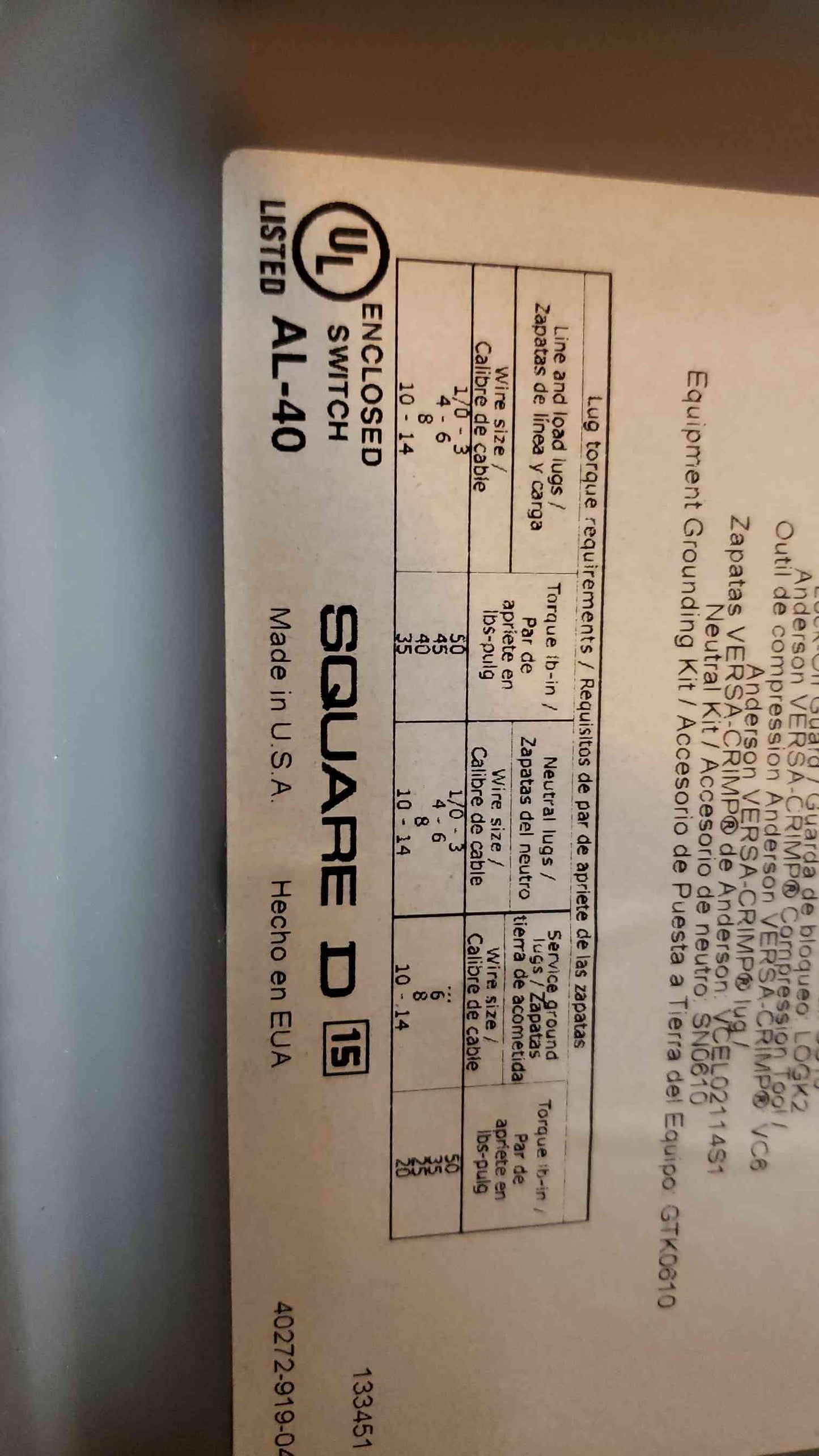100A Heavy Duty Safety Switch Square D H363N(Q16507)
