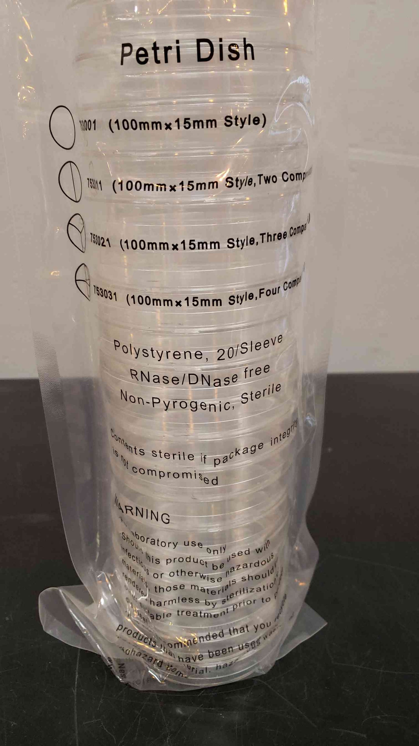 Lot of 400 EZBioResearch Sterile Petri Dishes 100x15mm (20/sleeve, 20 sleeves)