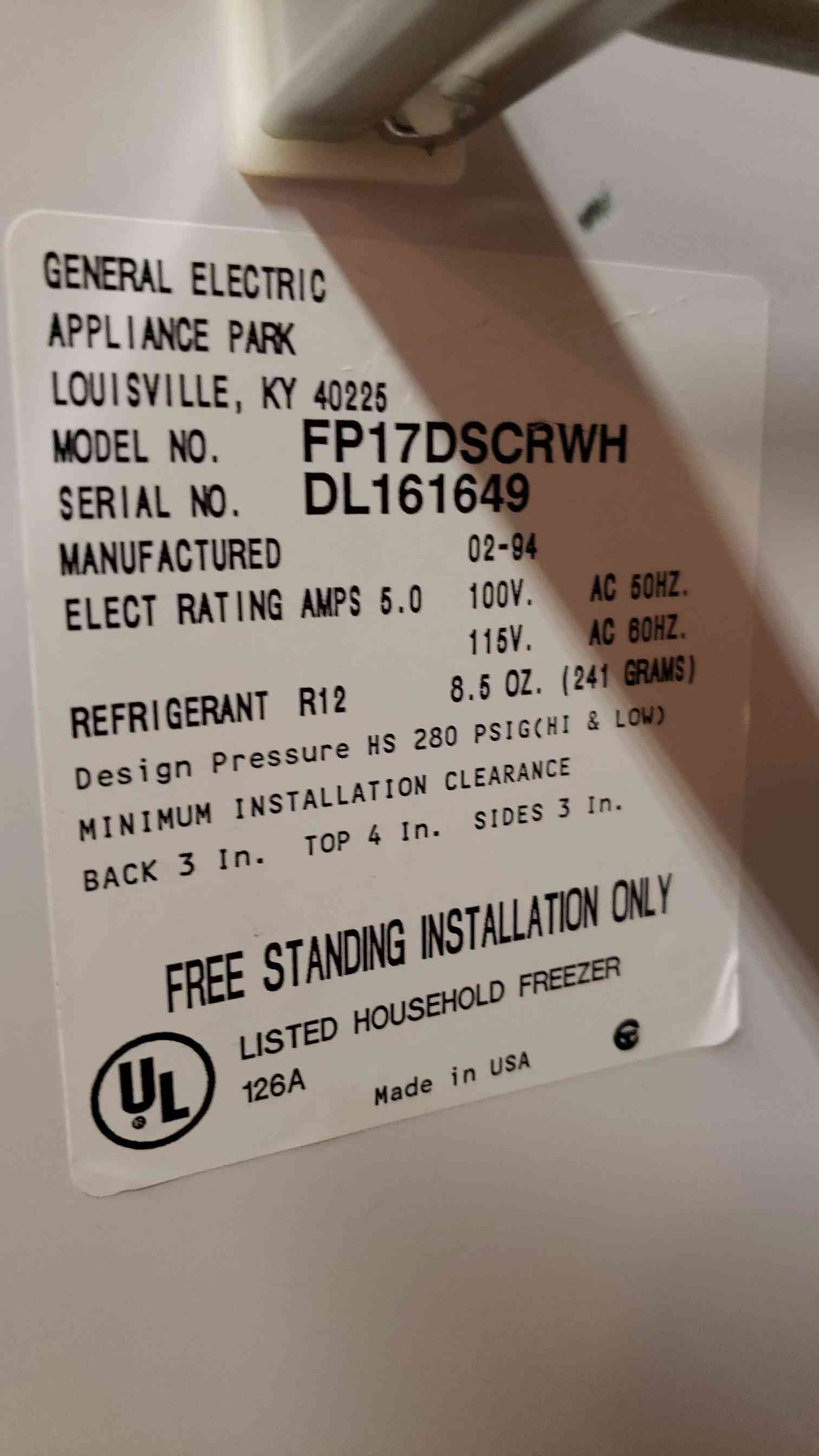 GE Household Upright Freezer FPQ7DSCRWH -10� (SKU: 3881AA)(3881AA)