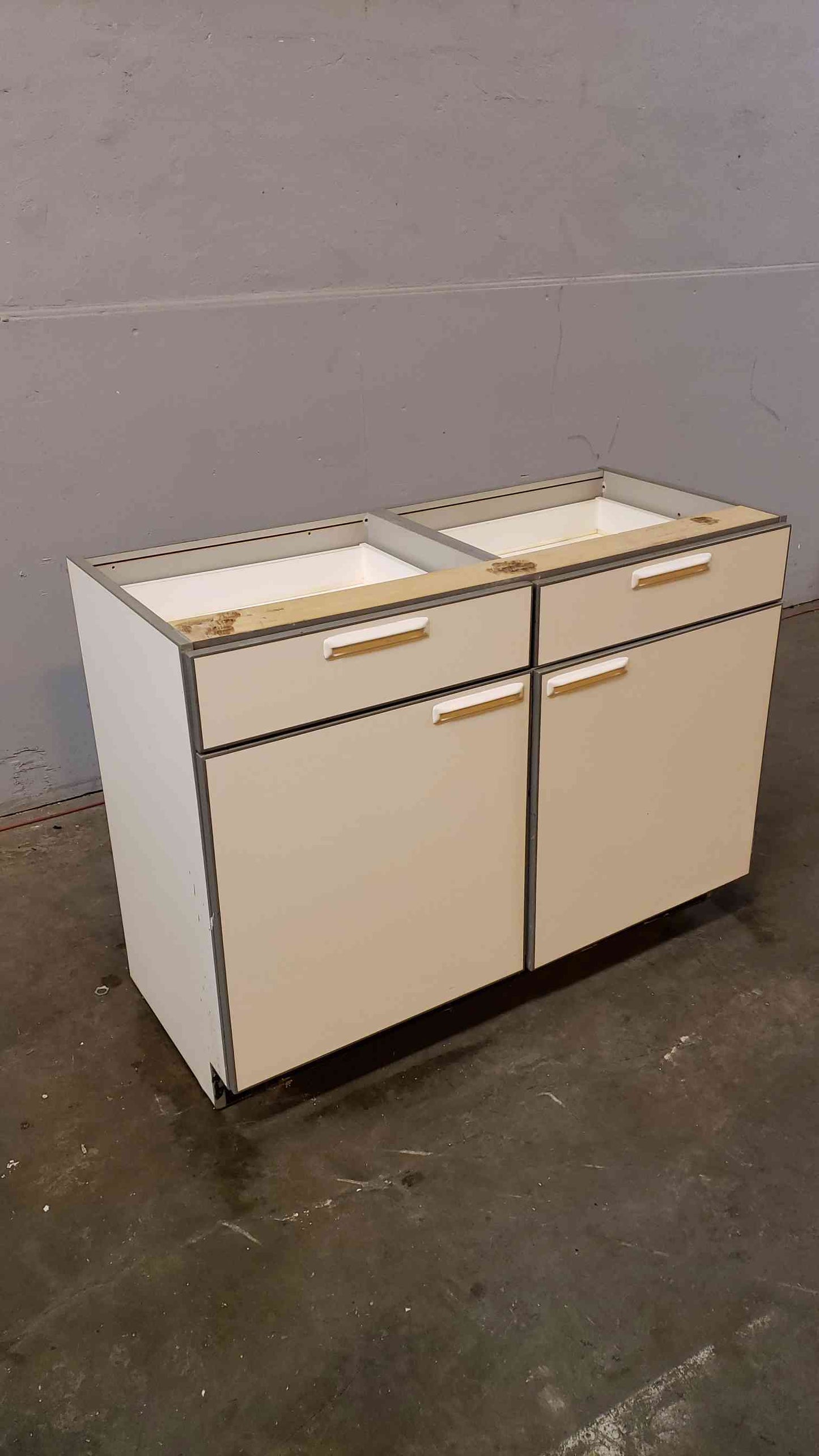 4' Recessed Wooden Casework W/ 2 Drawers 2 Doors(Q16660)