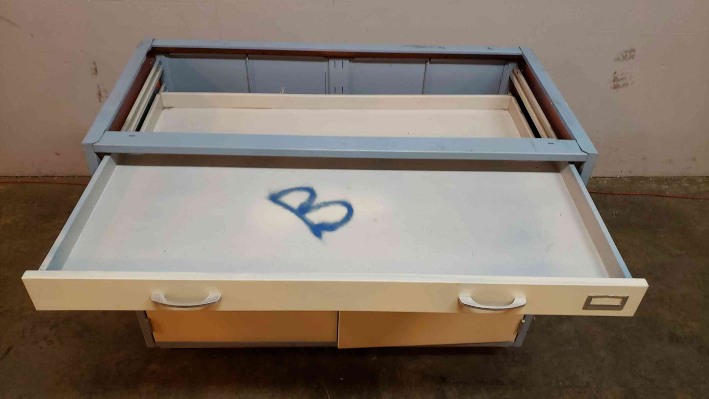 4' Blue and White Casework W/ 2 Drawers 2 Doors(101000)