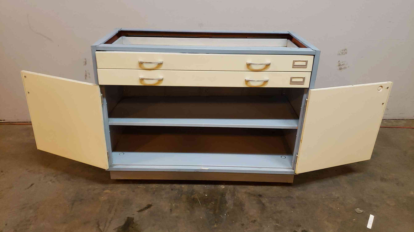 4' Blue and White Casework W/ 2 Drawers 2 Doors(101000)