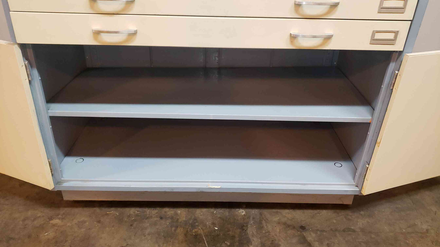 4' Blue and White Casework W/ 2 Drawers 2 Doors(101000)