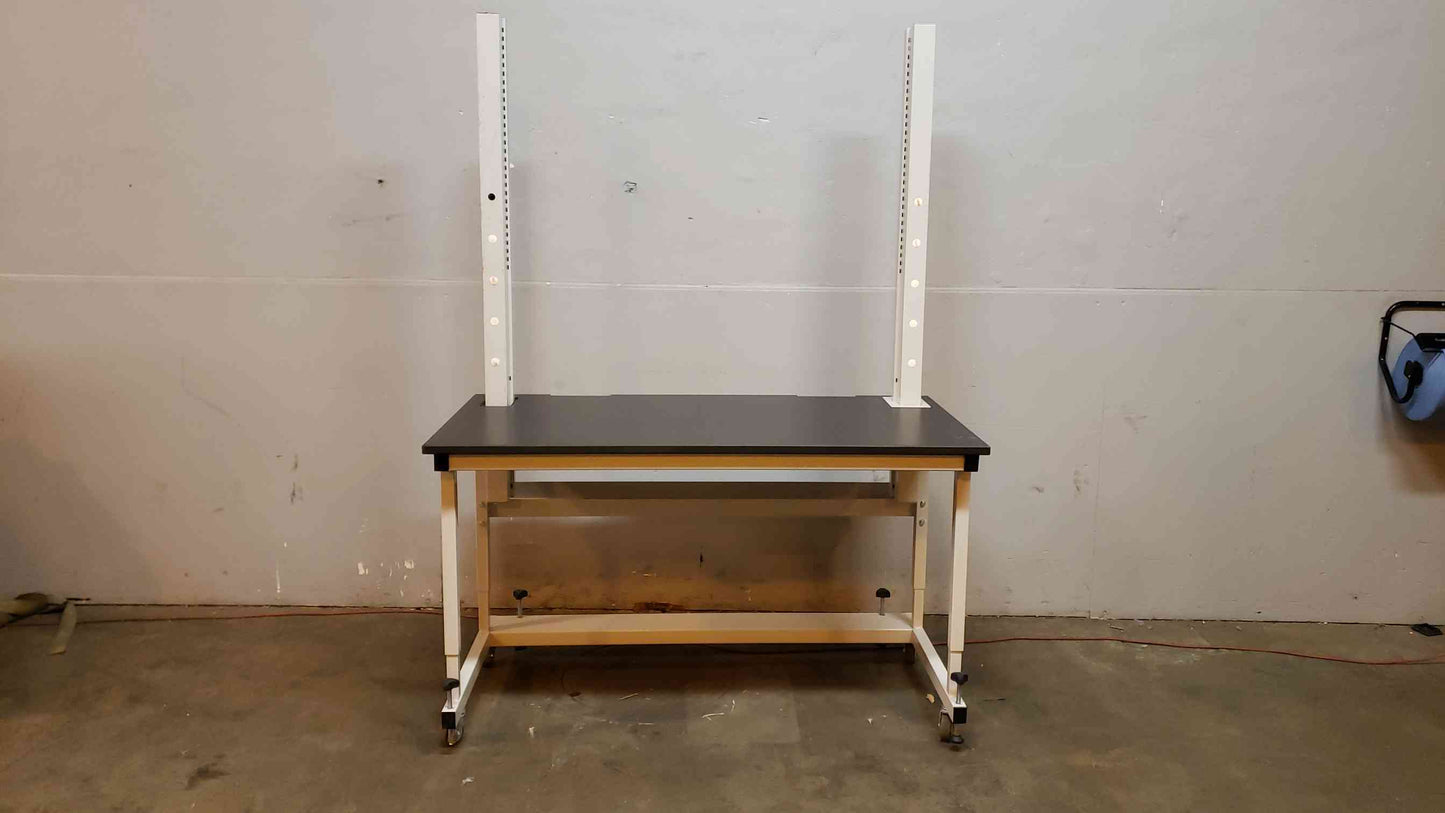 5' Rolling Lab Table Desk Epoxy Top with Reagent Posts(3459AA)