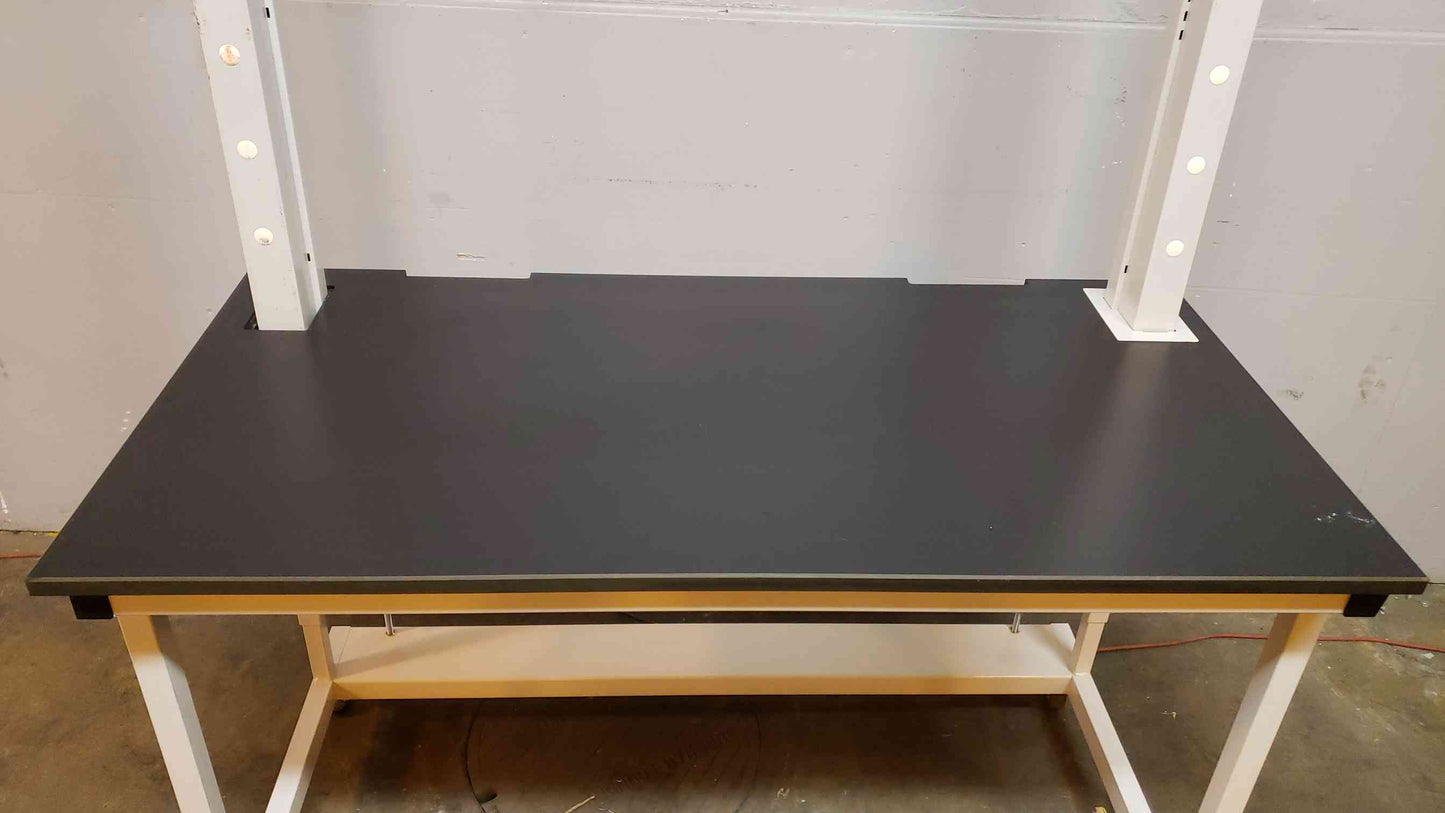 5' Rolling Lab Table Desk Epoxy Top with Reagent Posts(3459AA)