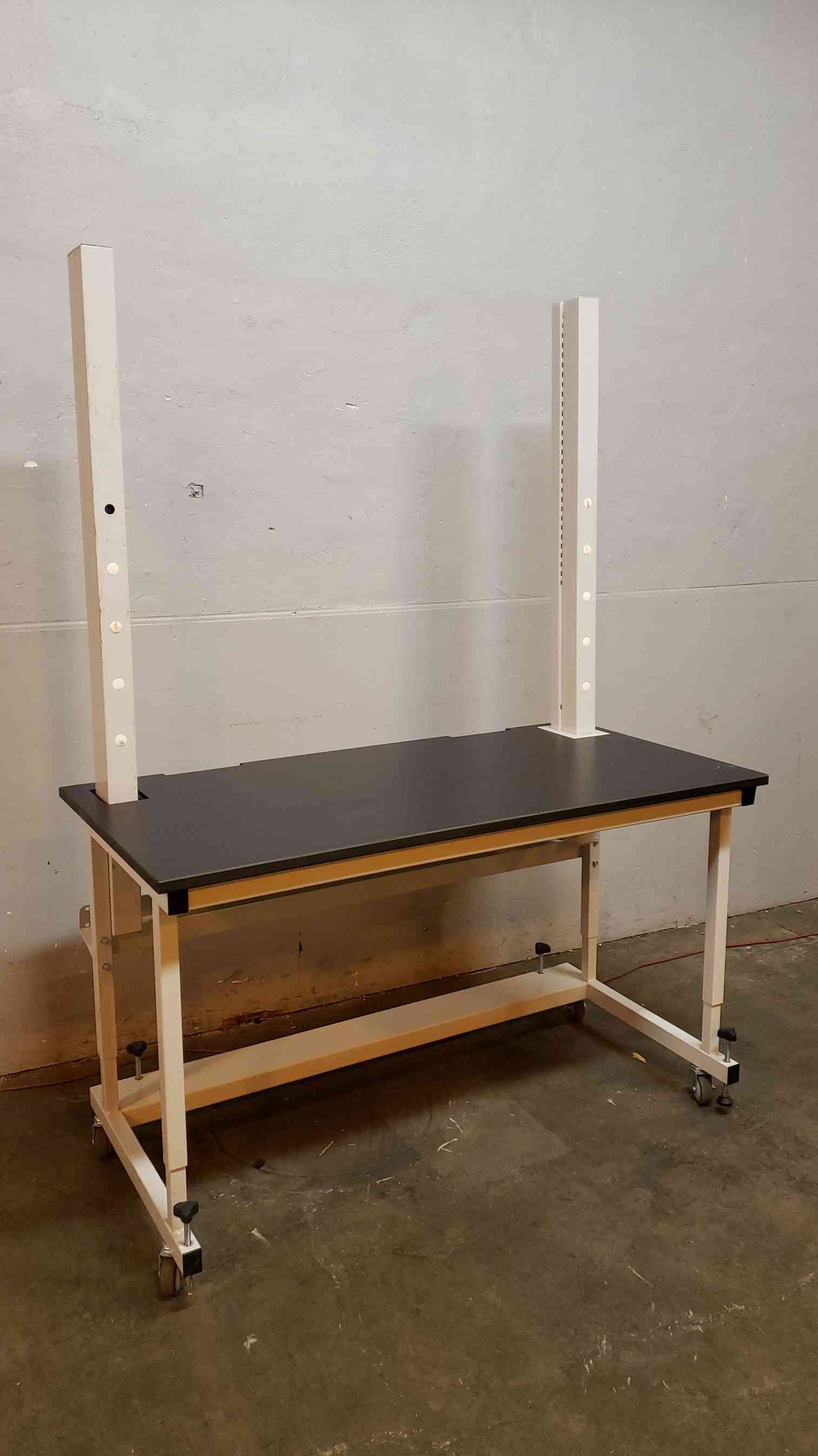 5' Rolling Lab Table Desk Epoxy Top with Reagent Posts(3459AA)
