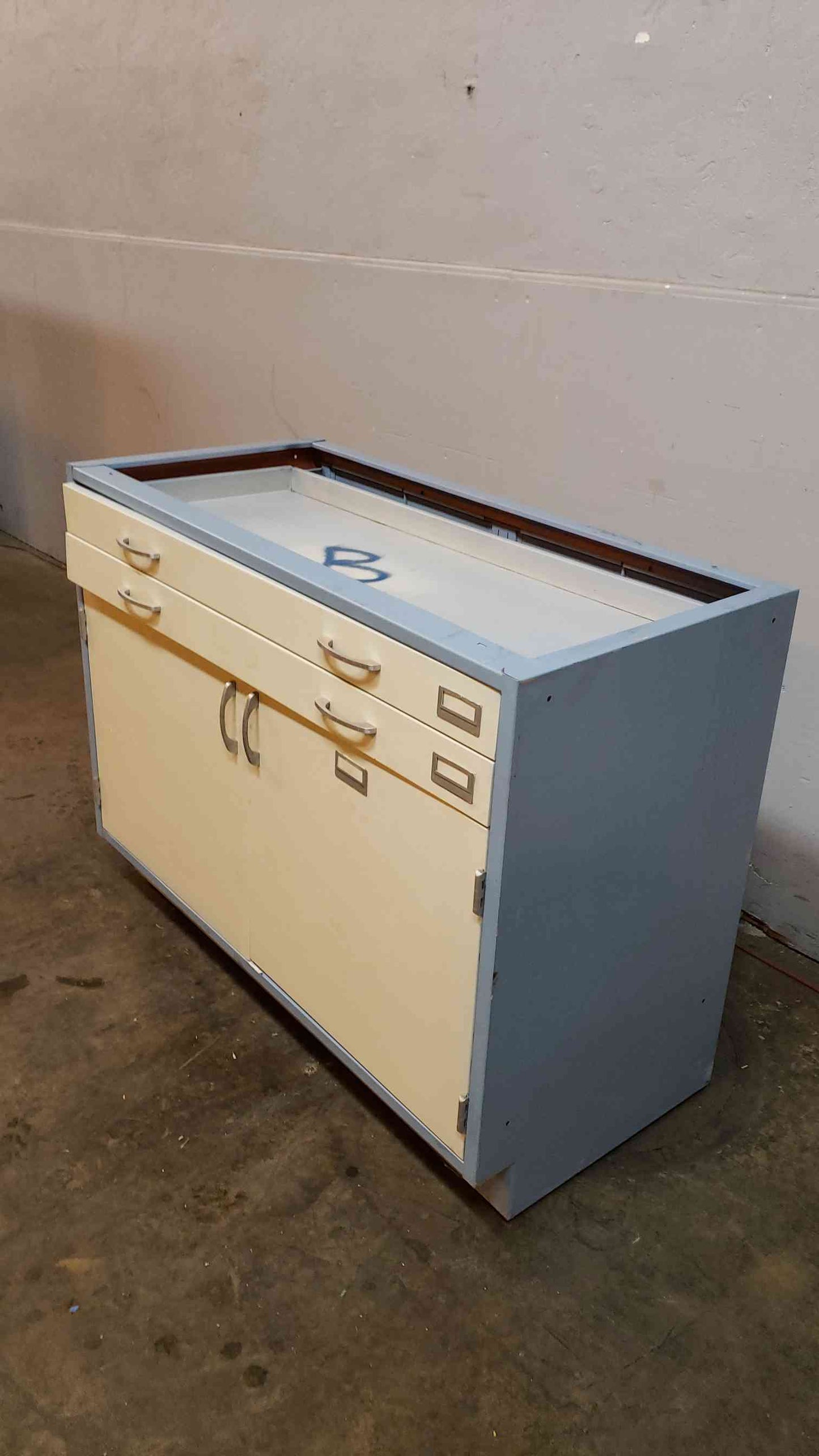 4' Blue and White Casework W/ 2 Drawers 2 Doors(101000)