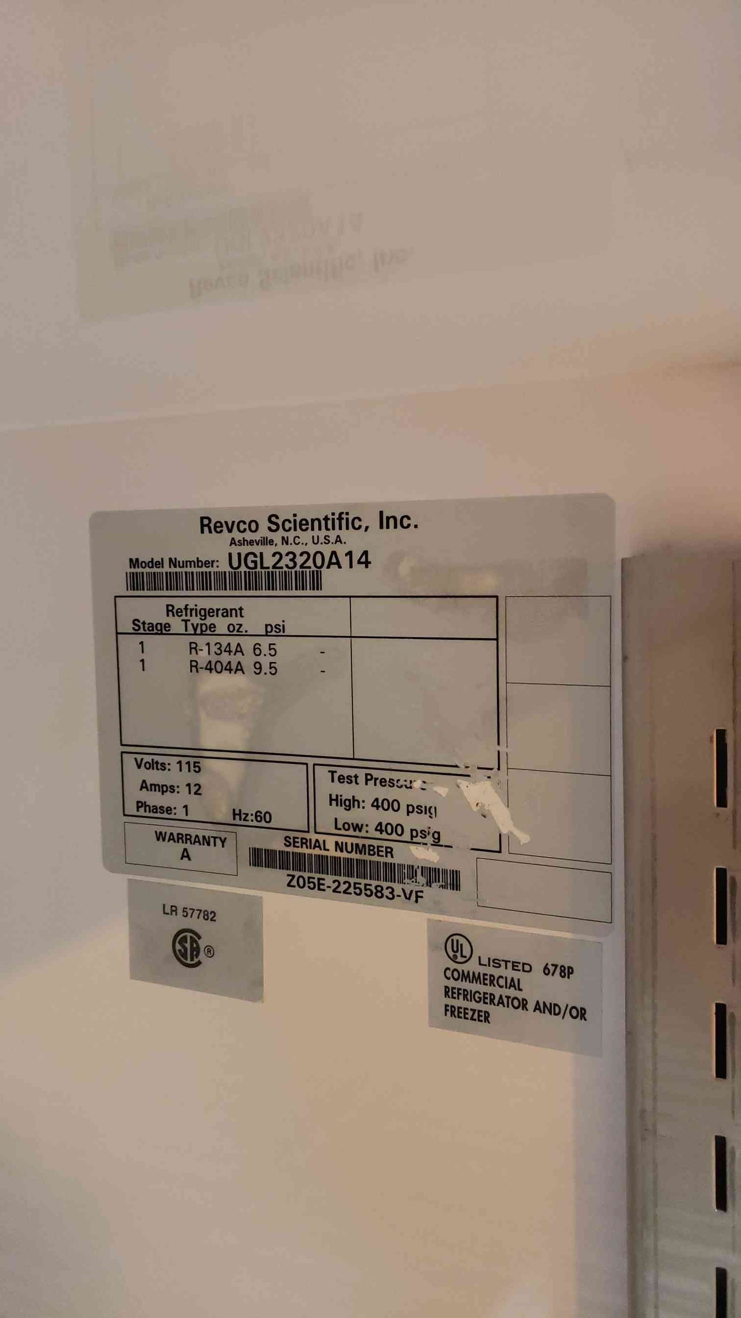 Revco Scientific Lab Freezer UGL2320A14 Tested @ -11 Degrees (SKU: 1937AA)(1937AA)