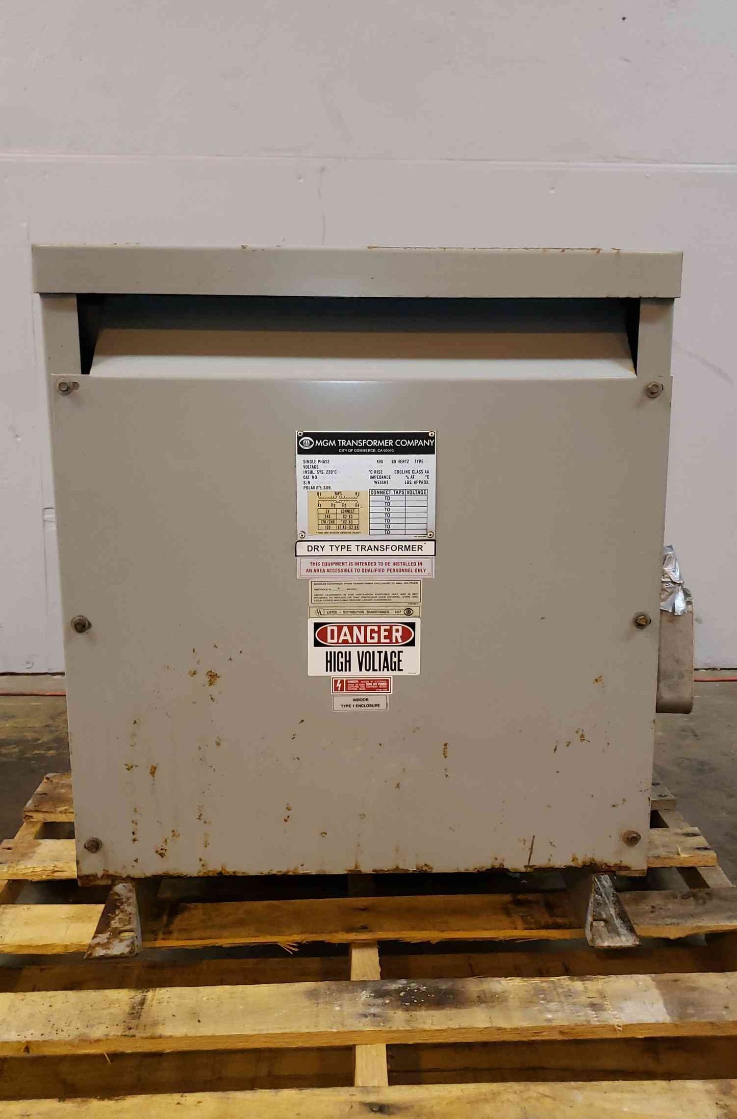 15KVA MGM Dry Type Transformer 2400/4160v x 120/240v(100519)