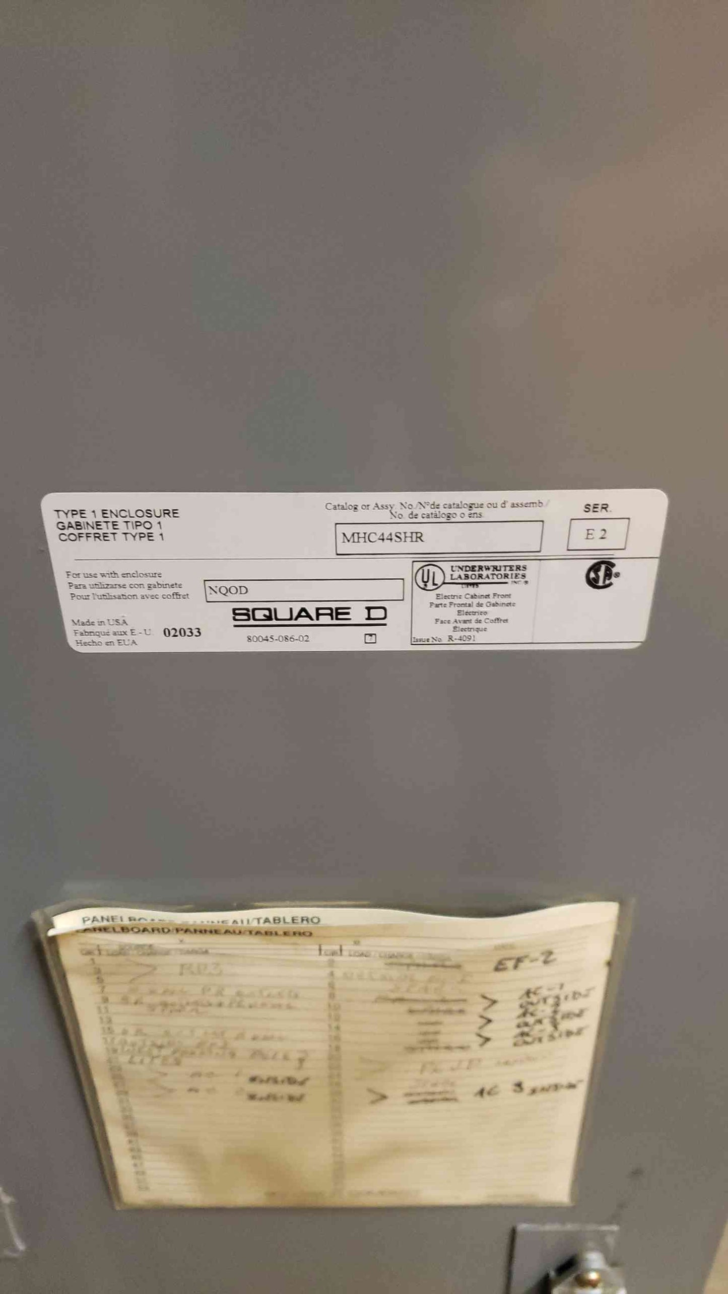 225A NQOD Square D Panel Board MHC44SHR 208V LOADED W/ Main(100308)