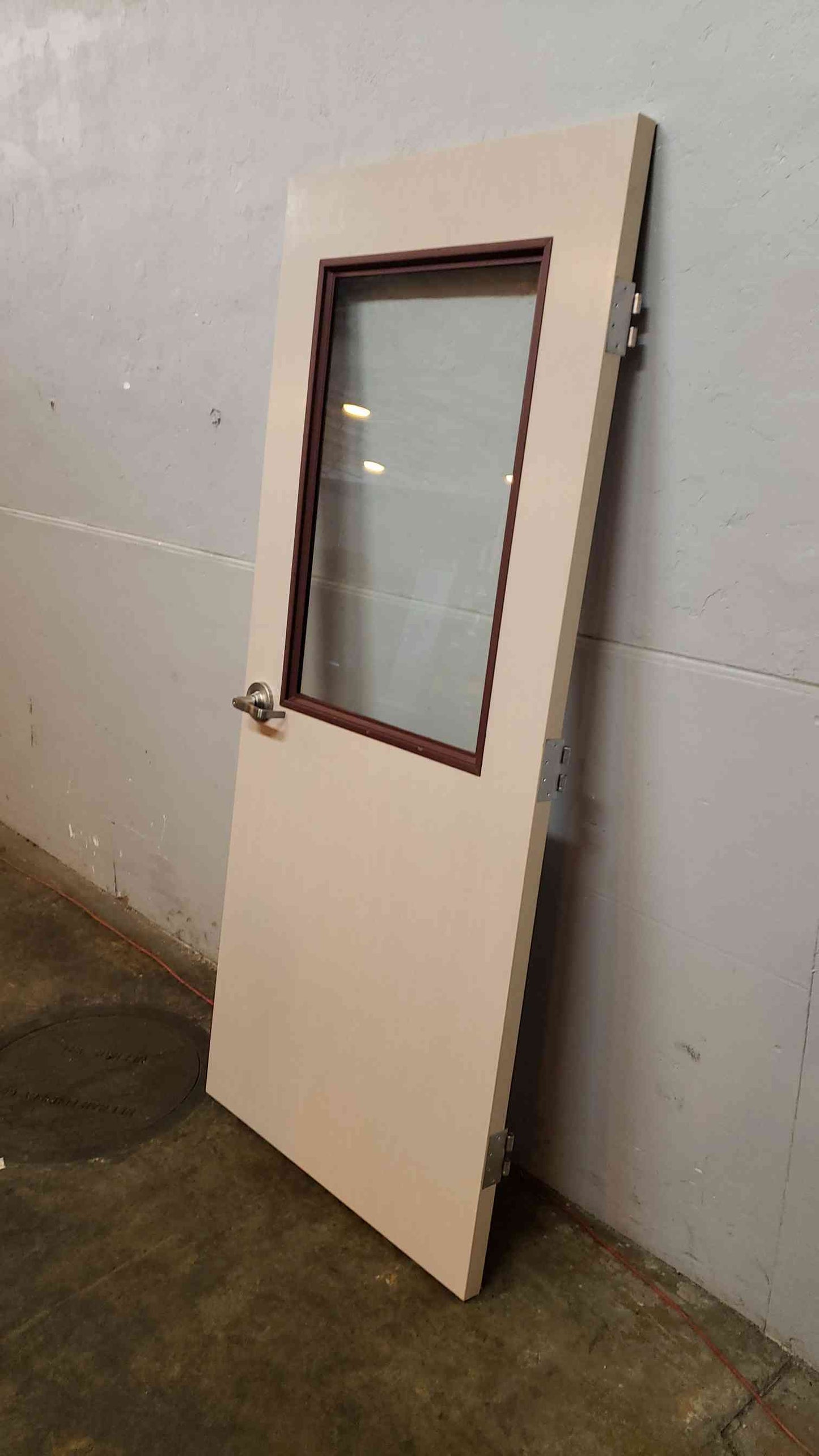 Brown and Tan Swinging Door with Window (SKU: 1382AA)(1382AA)