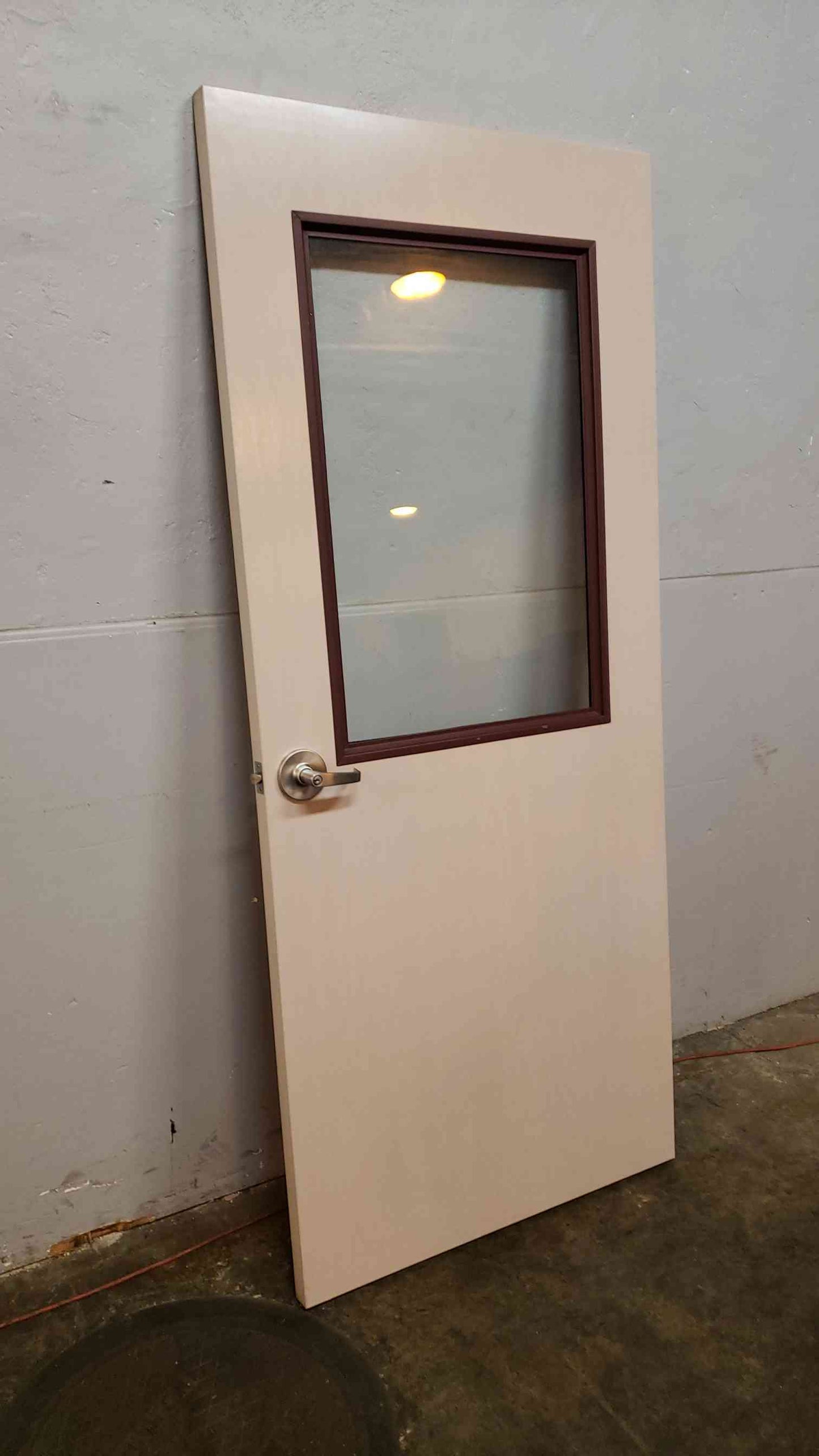 Brown and Tan Swinging Door with Window (SKU: 1382AA)(1382AA)