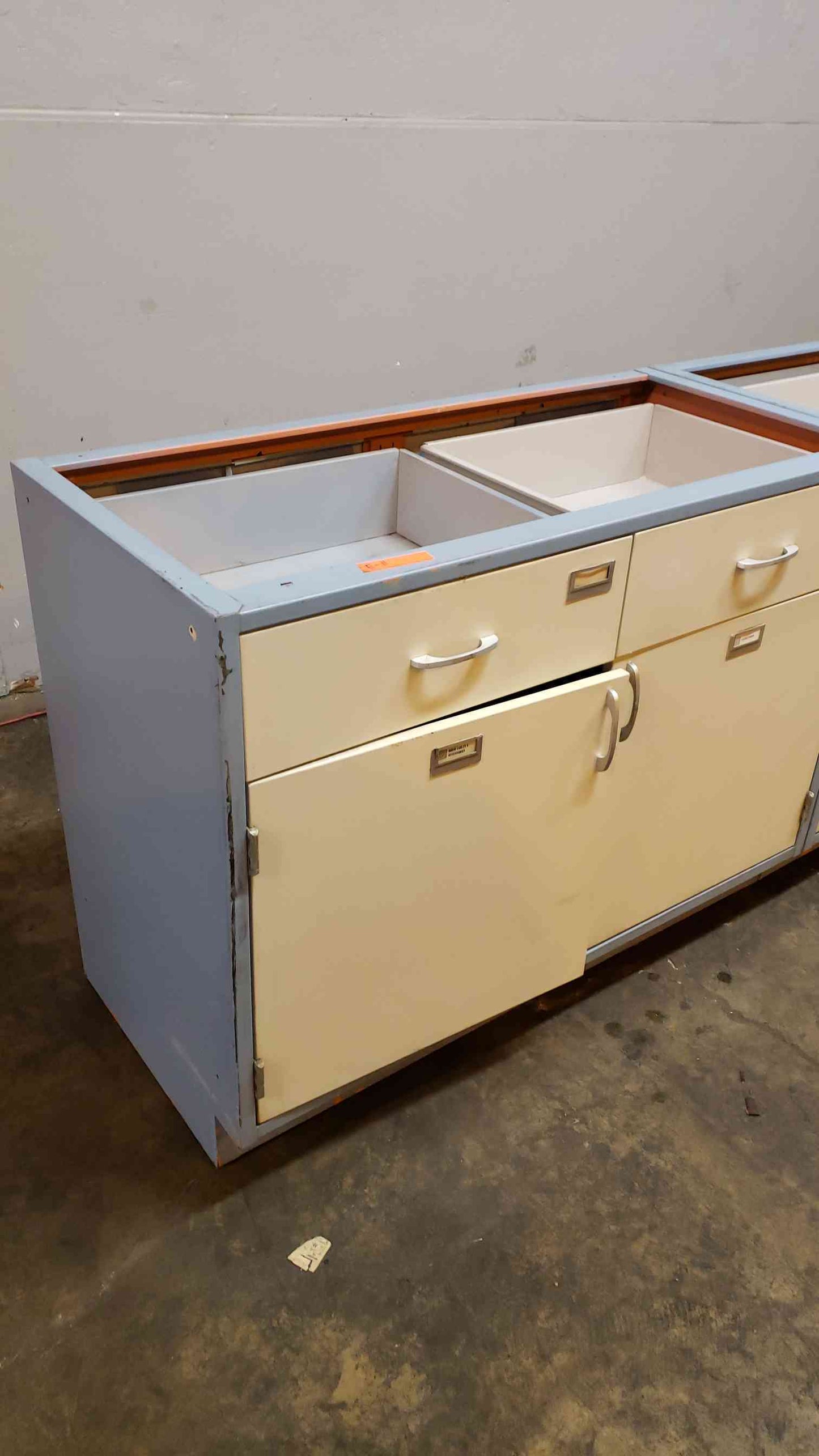 8' Blue and White Kewaunee Casework W/ 7 Drawers 3 Doors (SKU: 1380AA)(1380AA)