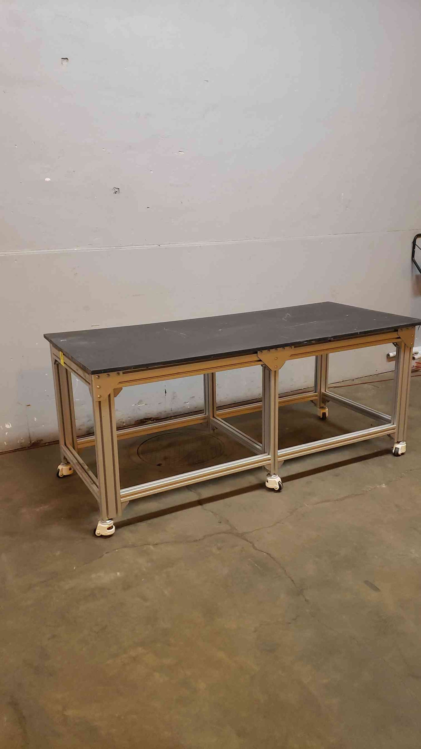 7' Aluminum Rolling Lab Desk W/ Epoxy Top Lab Chem Resistant (SKU: 3456AA)(3456AA)