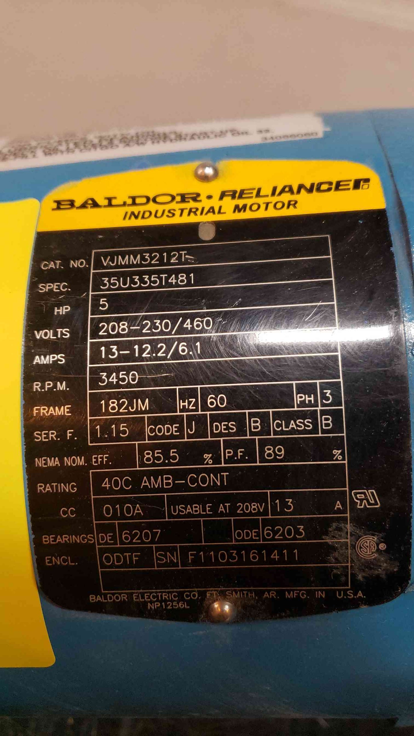 5HP Baldor Reliance Industrial Motor VJMM3212T PACO Pump Package (SKU: 2033AA)(2033AA)
