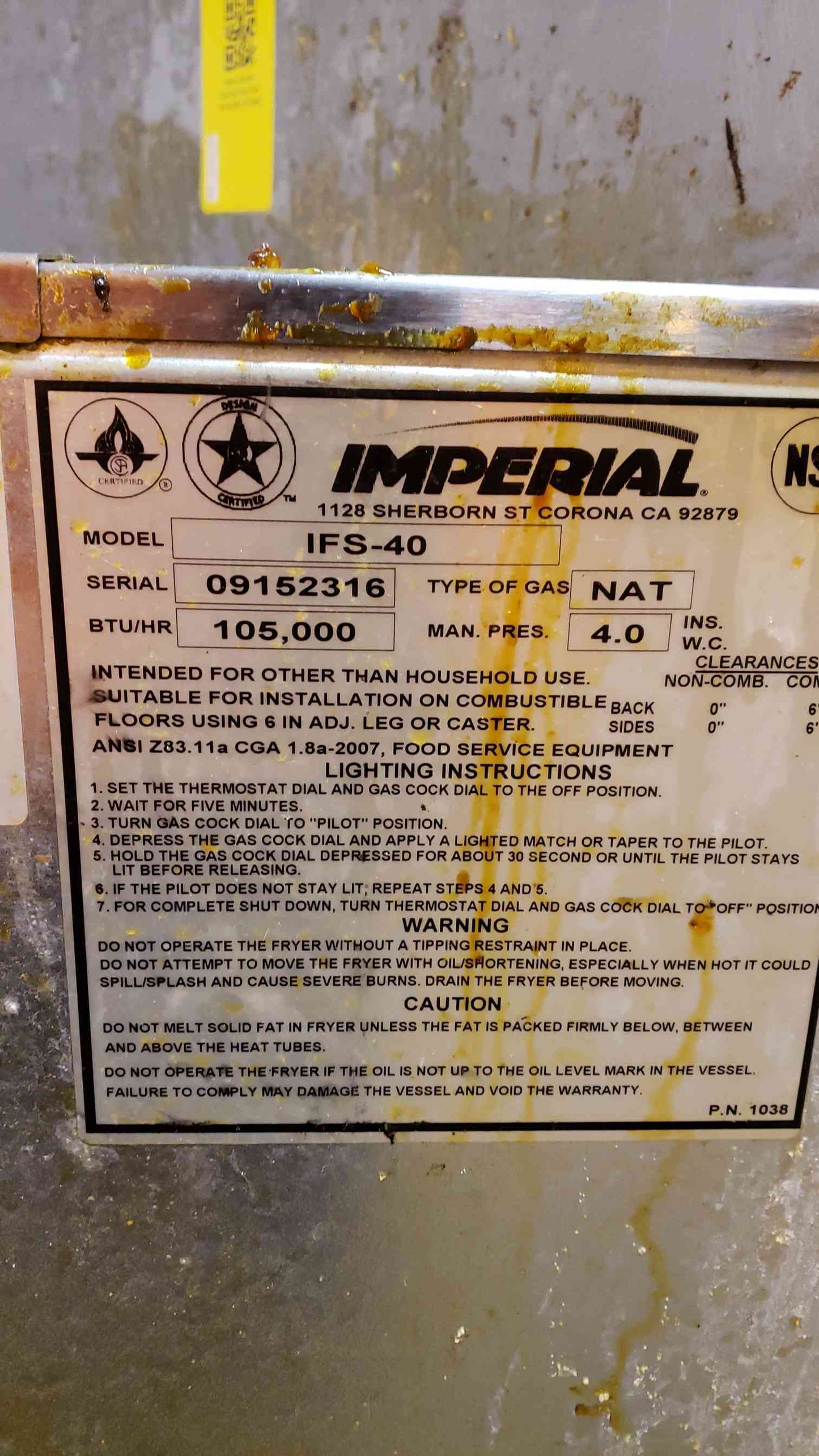 Imperial Stainless Steel Fryer IFS-40 (SKU: 3530AA)(3530AA)