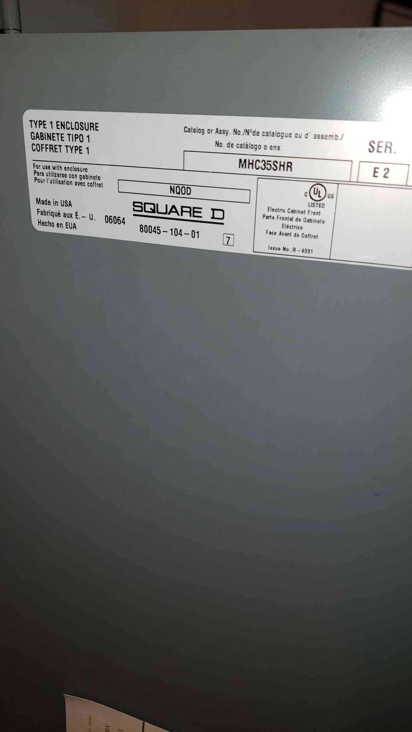 Square D 100A 120V/208V MHC35SHR NQOD Panelboard (SKU: 3546AA)(3546AA)