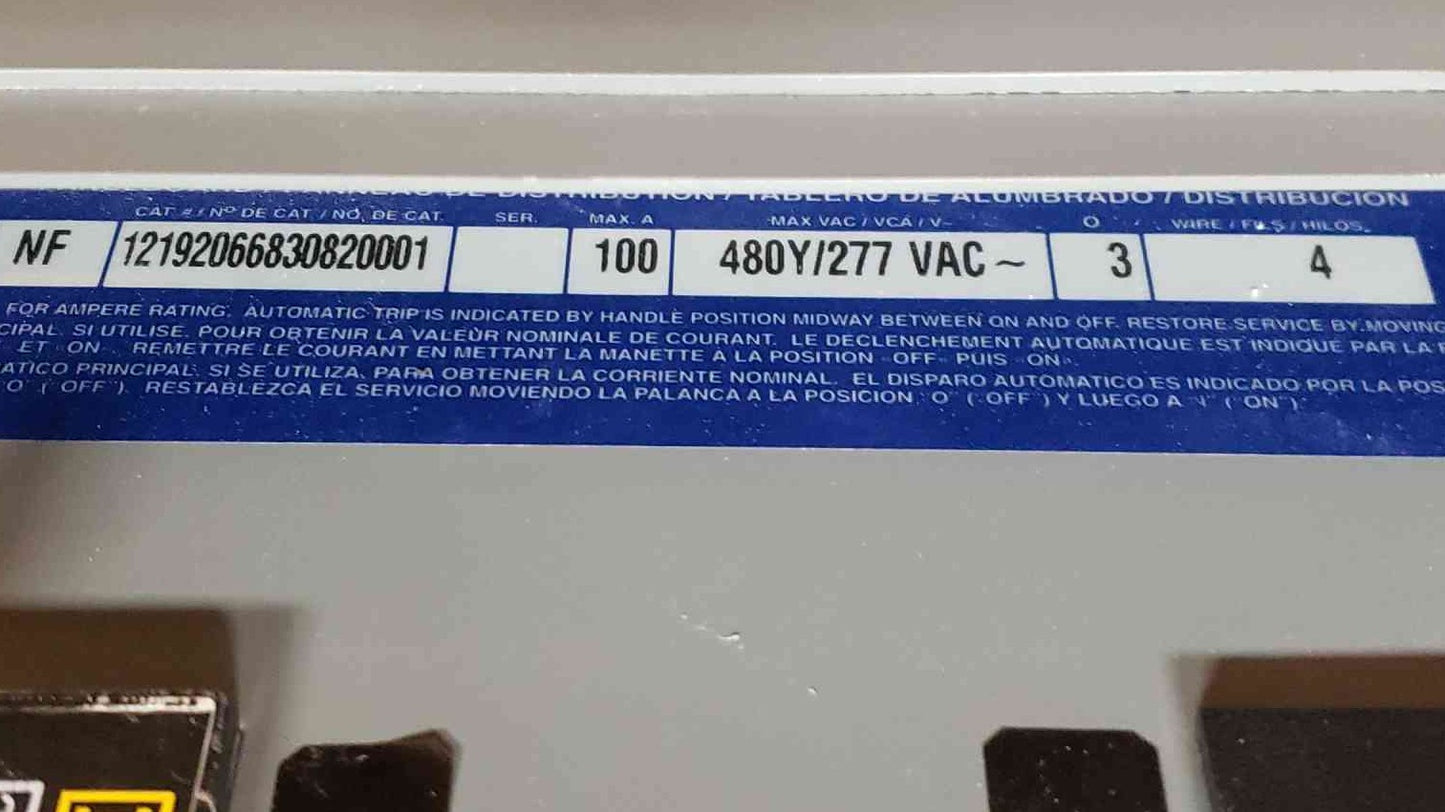 Square D 100A NF 480V / 277V V Panelboard NC38SHR 12 Breakers (SKU: 3556AA)(3556AA)