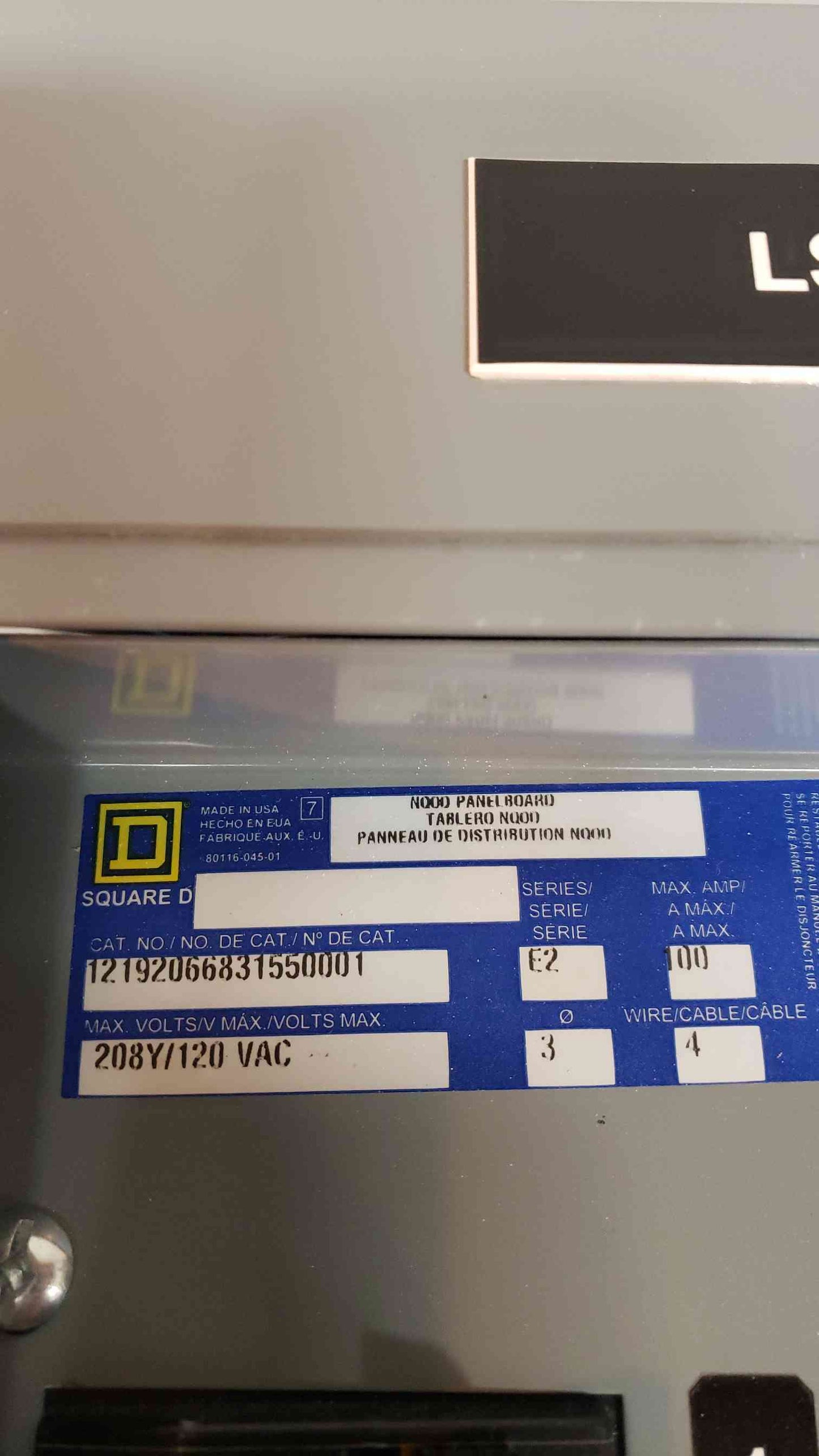 Square D 100A V Panelboard NQOD MHC20SHR (SKU: 3558AA)(3558AA)