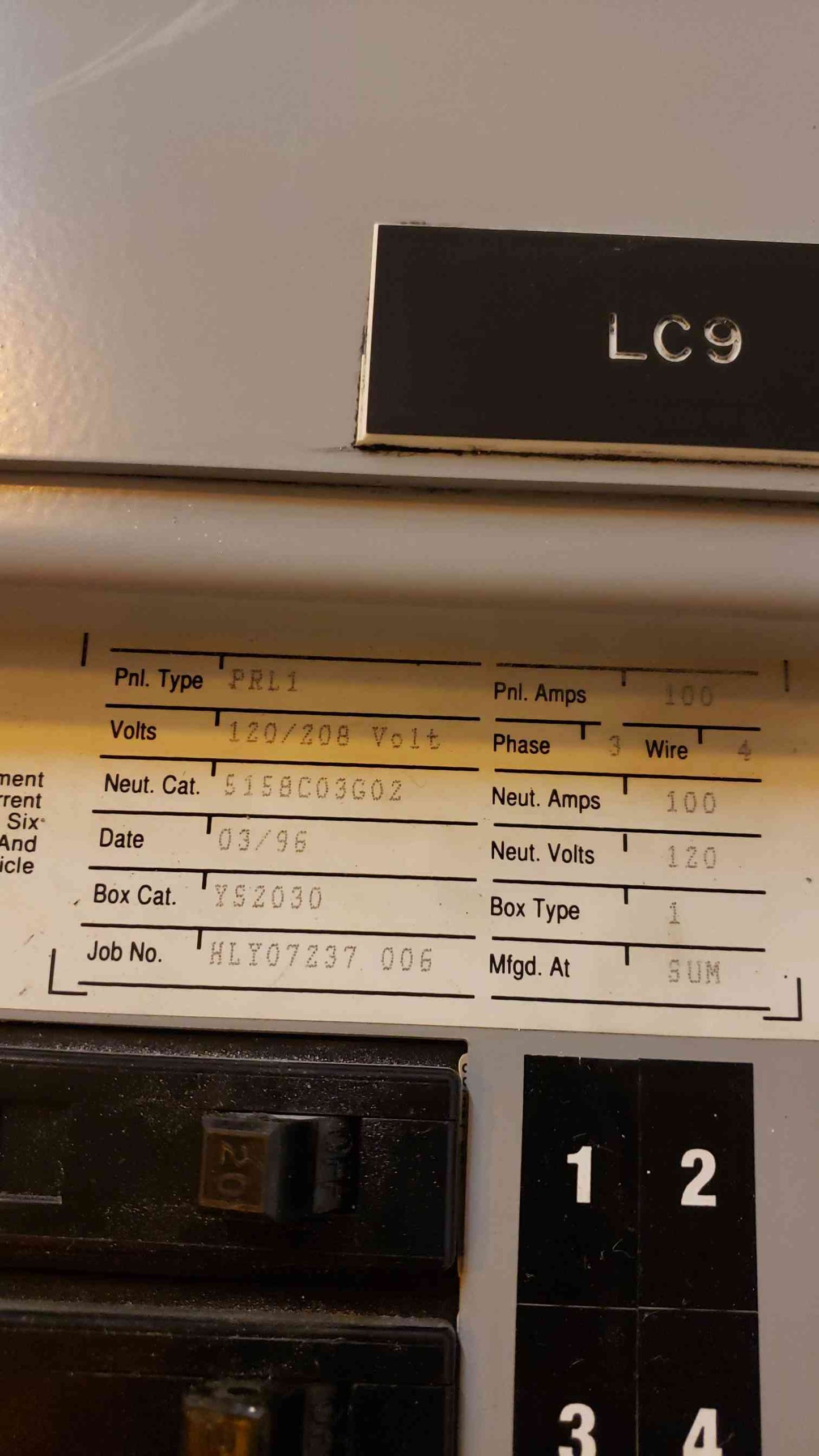 CutlerHammer 120/208 100A Panel Box PRL1 (SKU: 5510AA)(5510AA)
