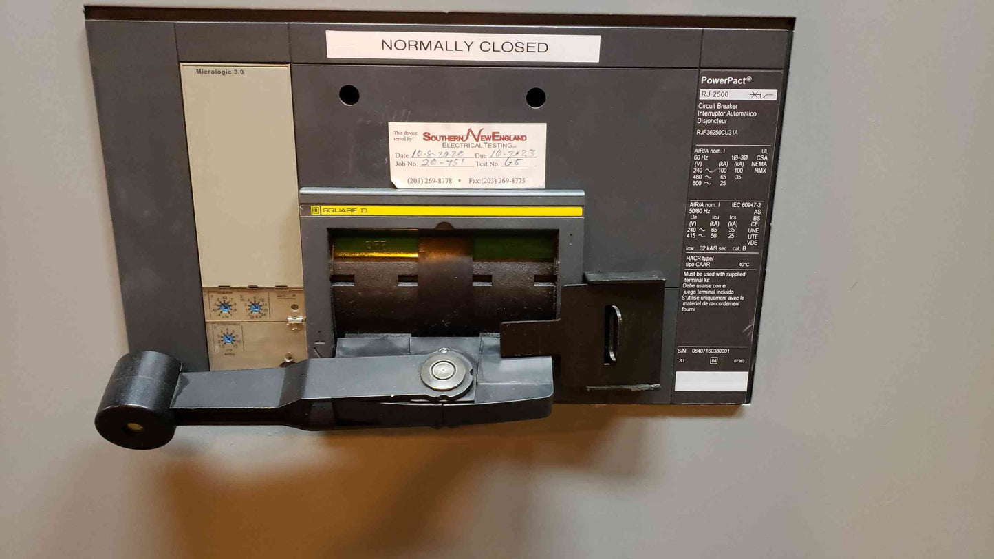 Square D RJ 2500A PowerPact Main Breaker RJF36250CU31A 480V 65kA Loaded Cabinet (101047)