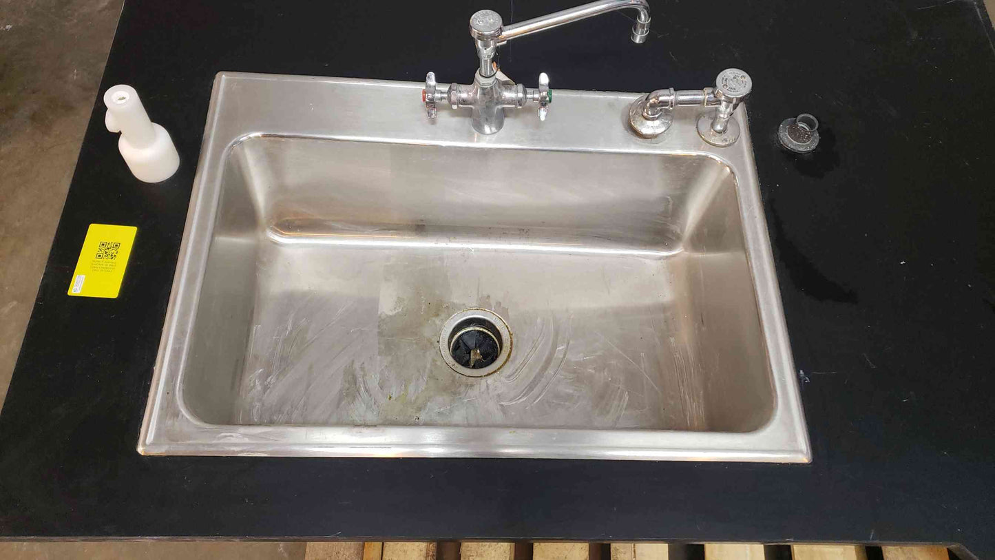 7' Stainless Steel Sink W/ Black Epoxy Countertop (SKU: 2073AA)(2073AA)