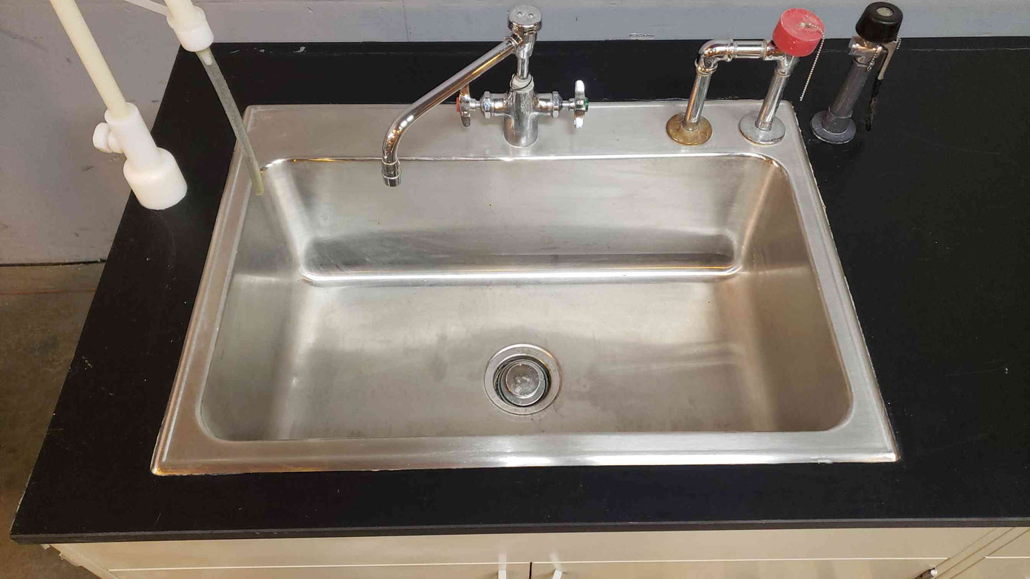 Fisher Hamilton 7'6" Sink Bundle Casework Faucets & Hose Stainless Basin (SKU: 2097AA)(2097AA)