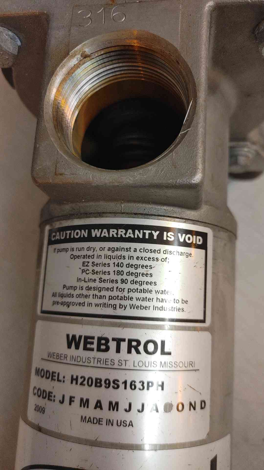 Webtrol Pump Ez Series Booster Pump H20B9 S163PH (1653AA)(1653AA)